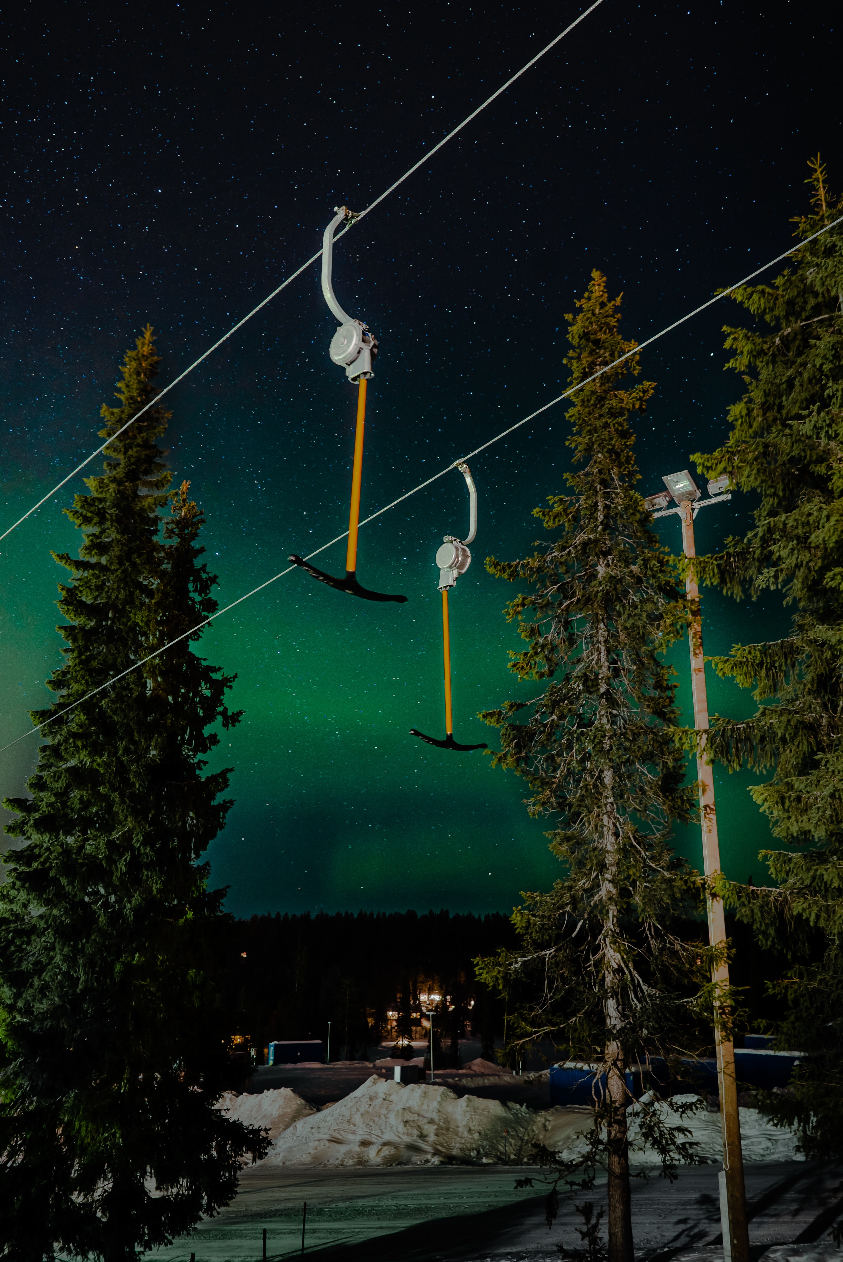nature, trees, night, northern lights, aurora borealis, lift images