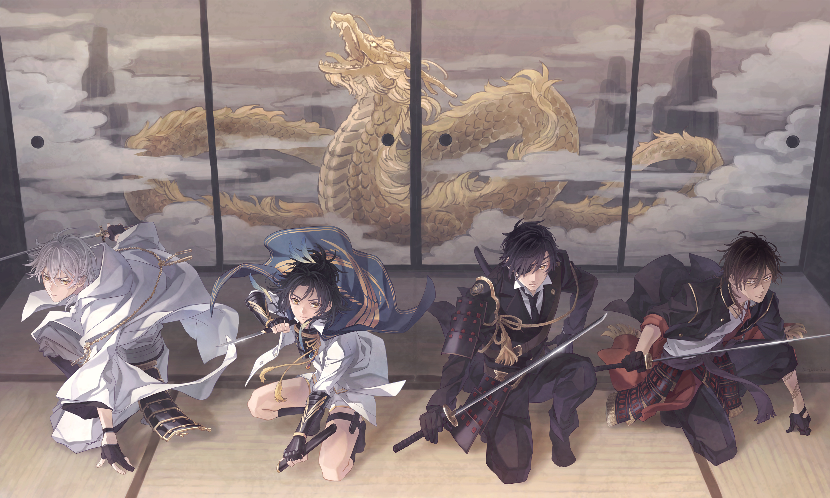 HD desktop wallpaper: Anime, Touken Ranbu, Tsurumaru Kuninaga, Ookurikara  (Touken Ranbu), Shokudaikiri Mitsutada, Taikogane Sadamune download free  picture #1016303