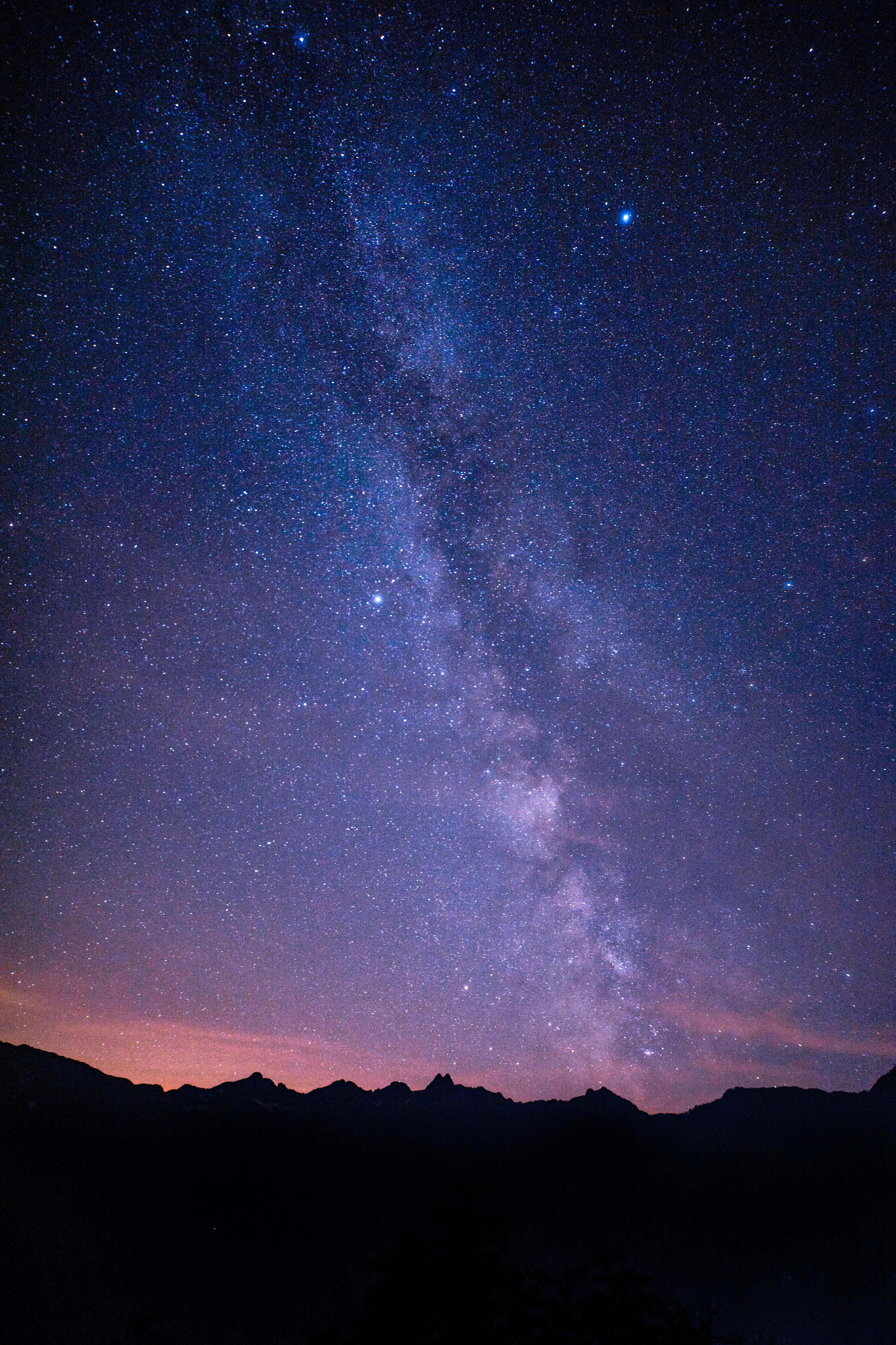 Mobile Wallpaper Milky Way night, mountains, starry sky, dark