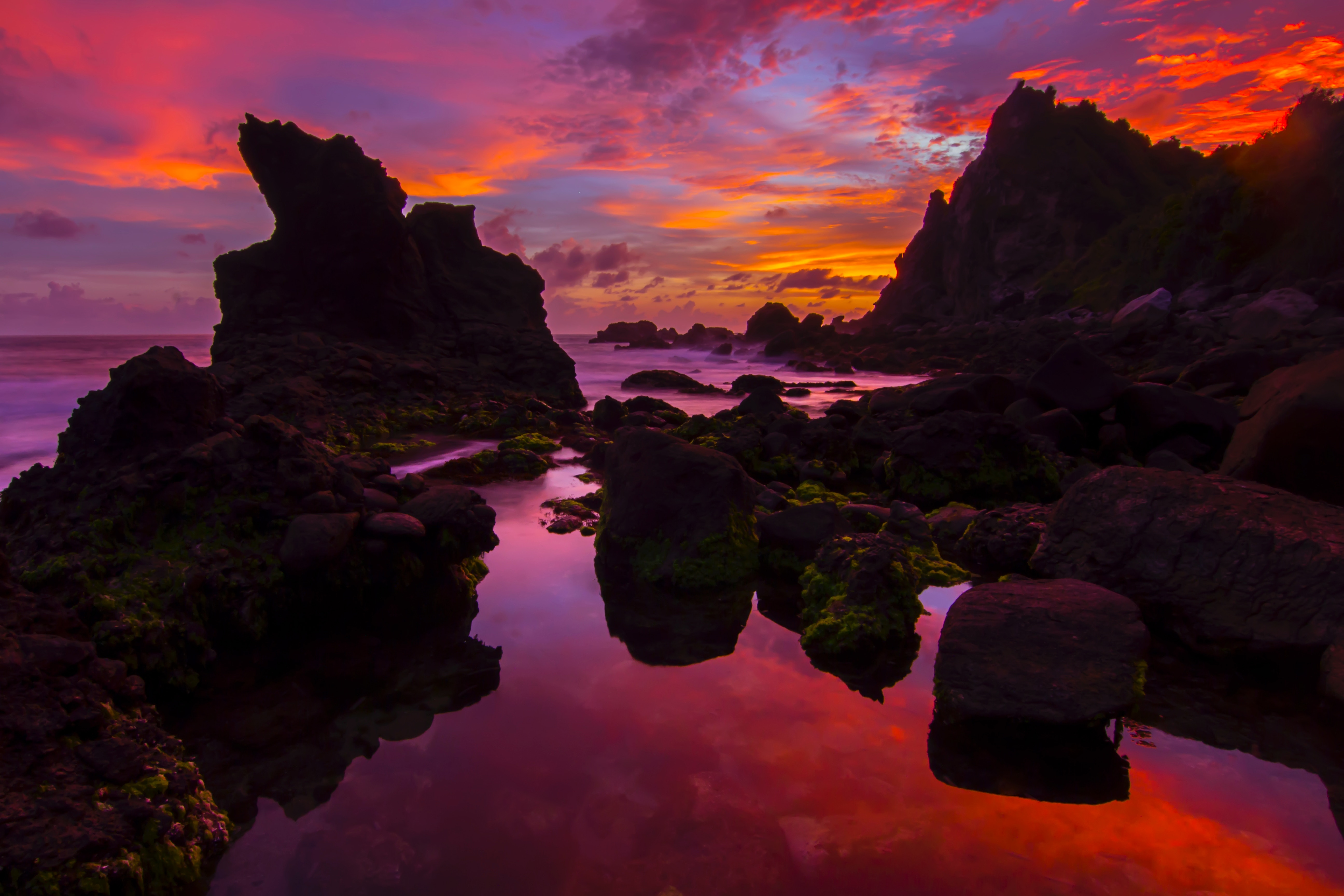 Laden Sie das Natur, Sunset, Stones, Sea, Felsen, Die Steine-Bild kostenlos auf Ihren PC-Desktop herunter