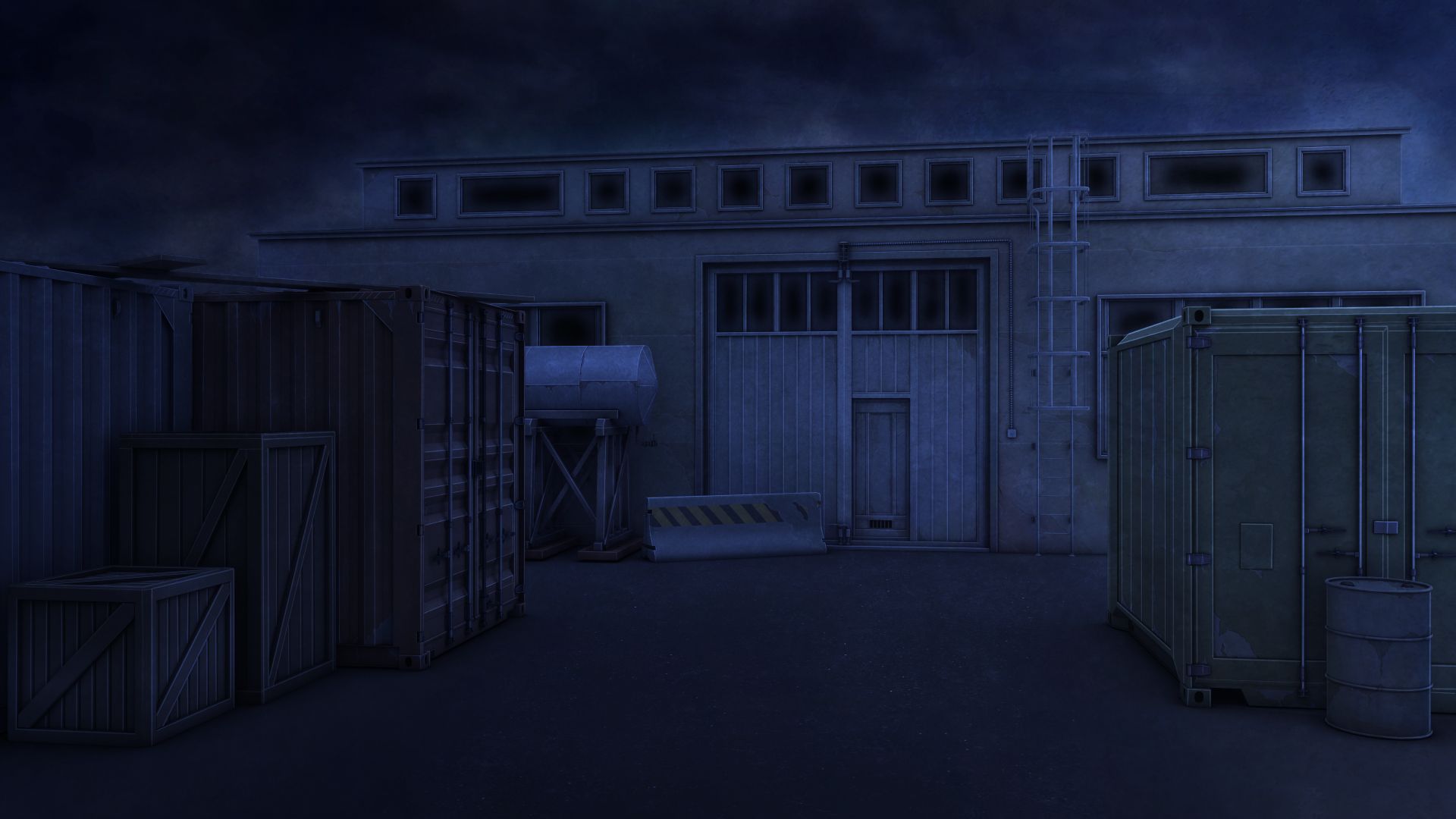 anime, original, container, dock, night