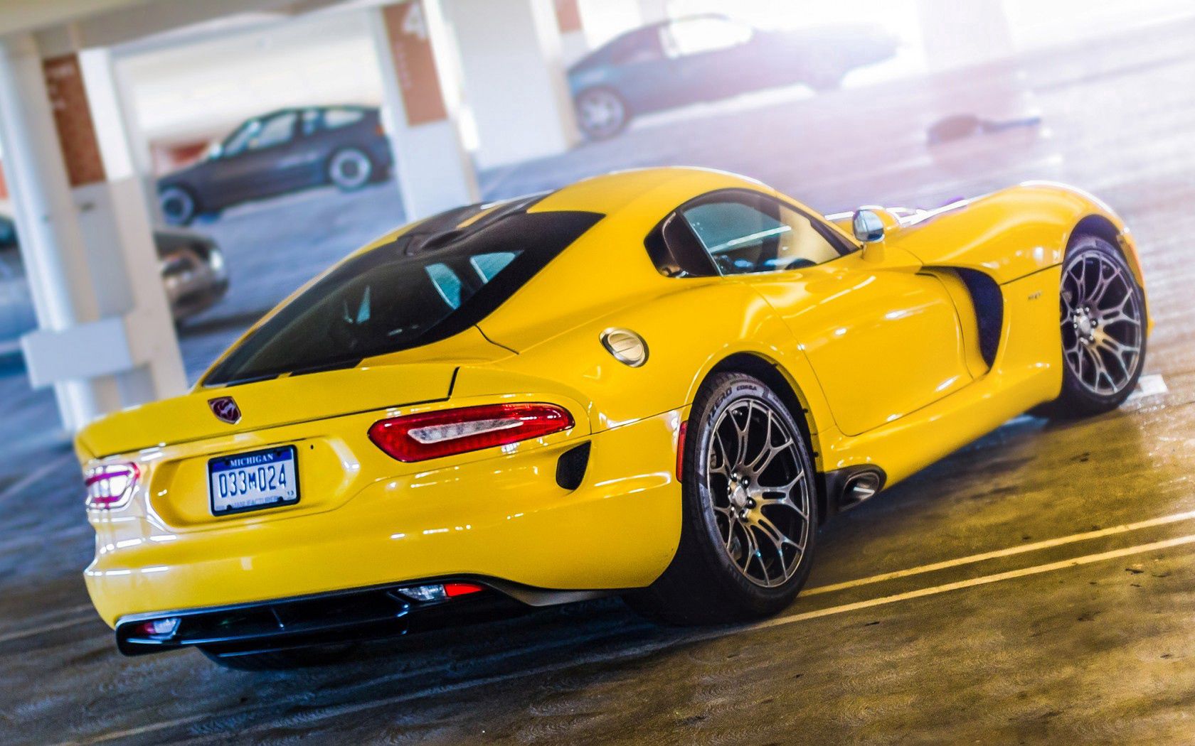 cars, yellow, back view, rear view, dodge, viper, gts, srt phone background