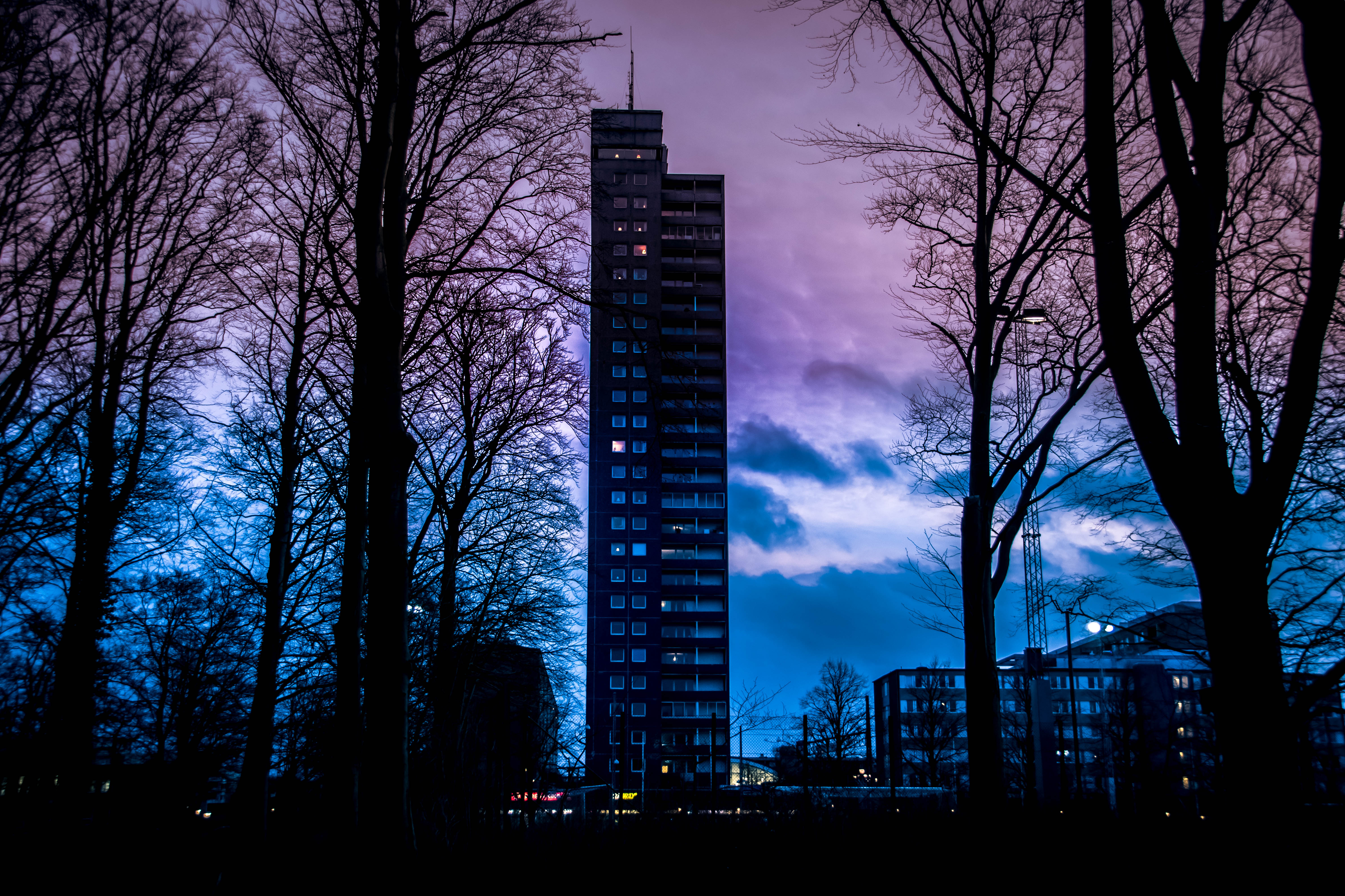 vertical wallpaper clouds, cities, sunset, building, sweden
