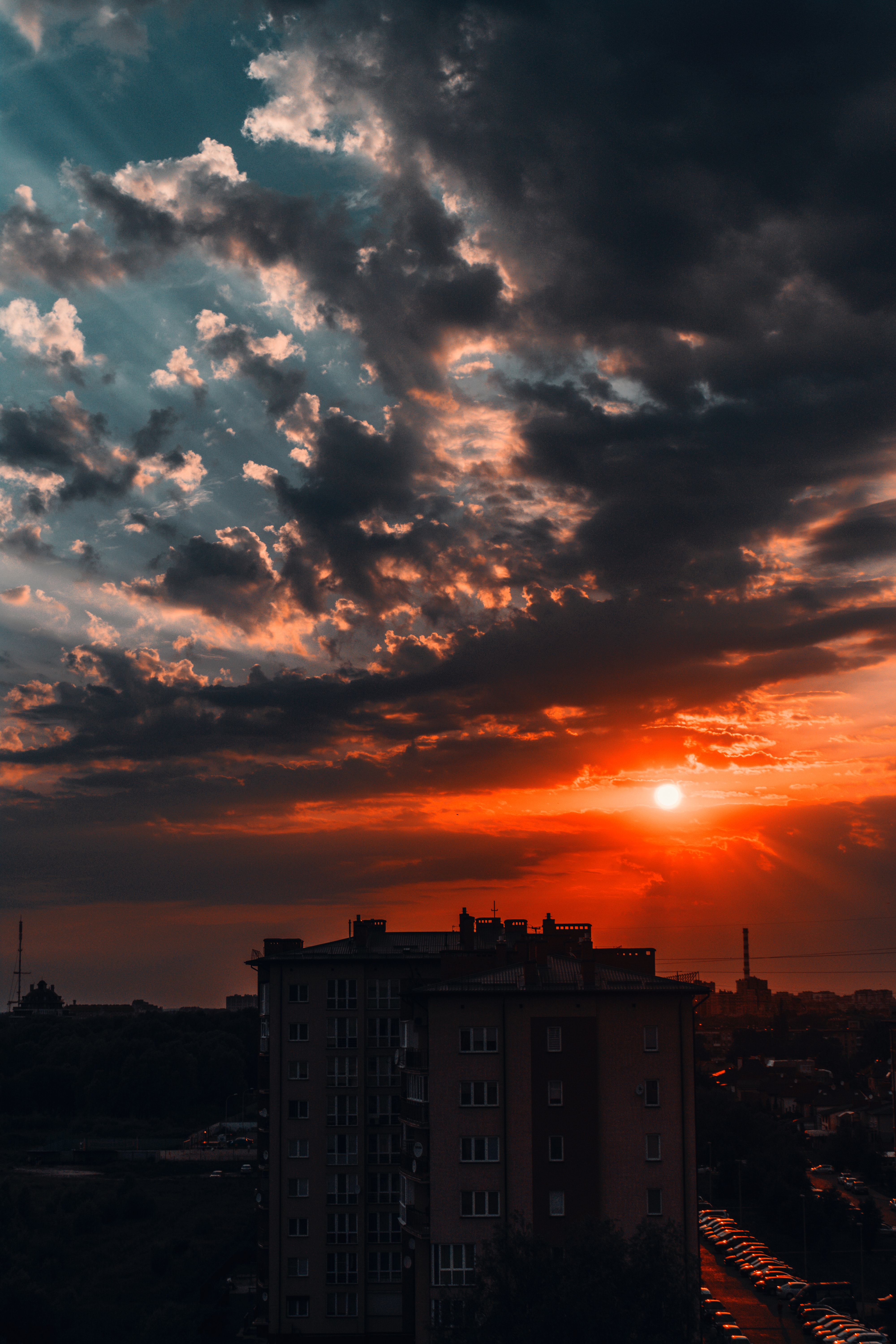 cities, sunset, sky, architecture, clouds, building HD wallpaper
