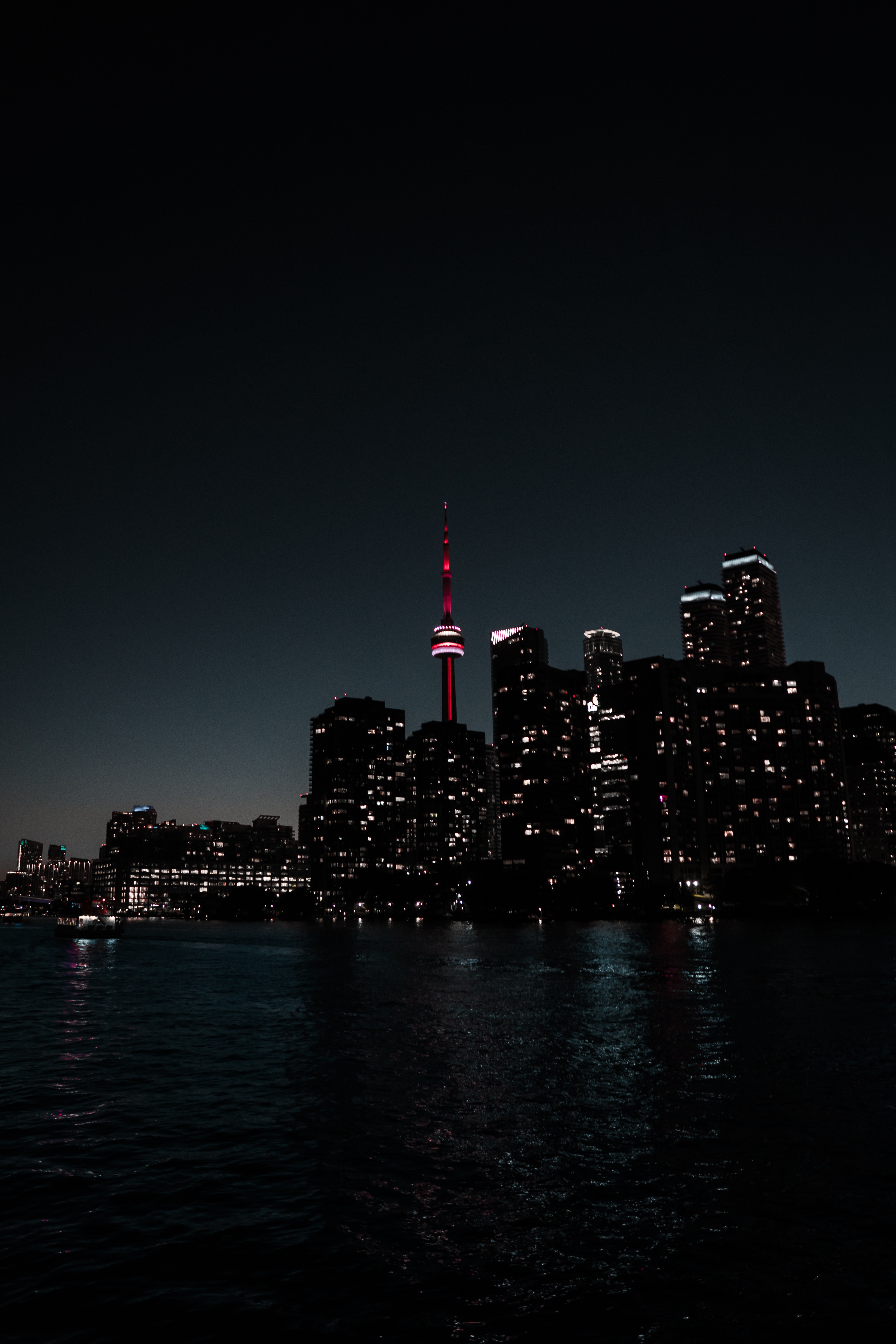 night, cities, water, city, building, dark for android