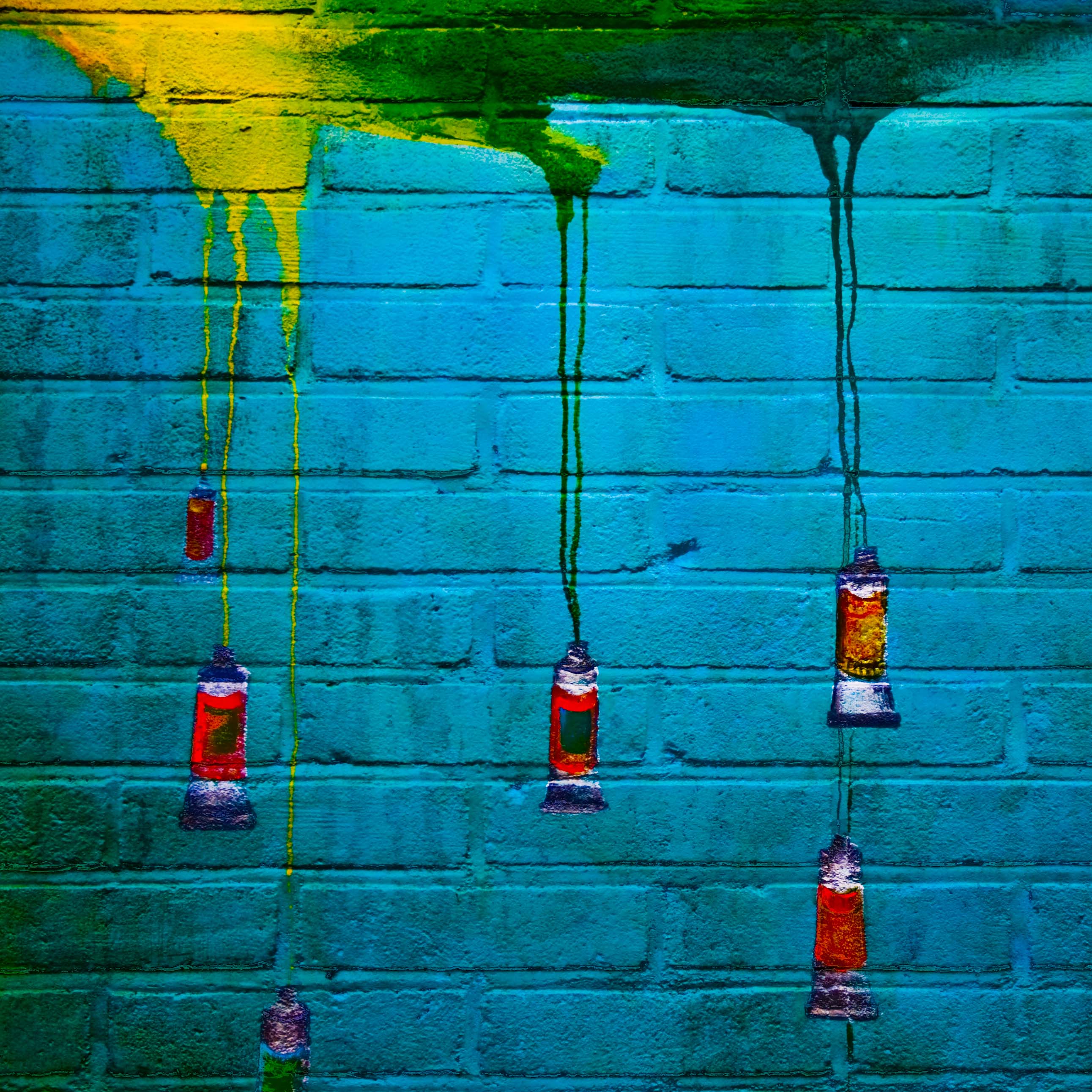 wall, art, paint, graffiti, tubes, brick