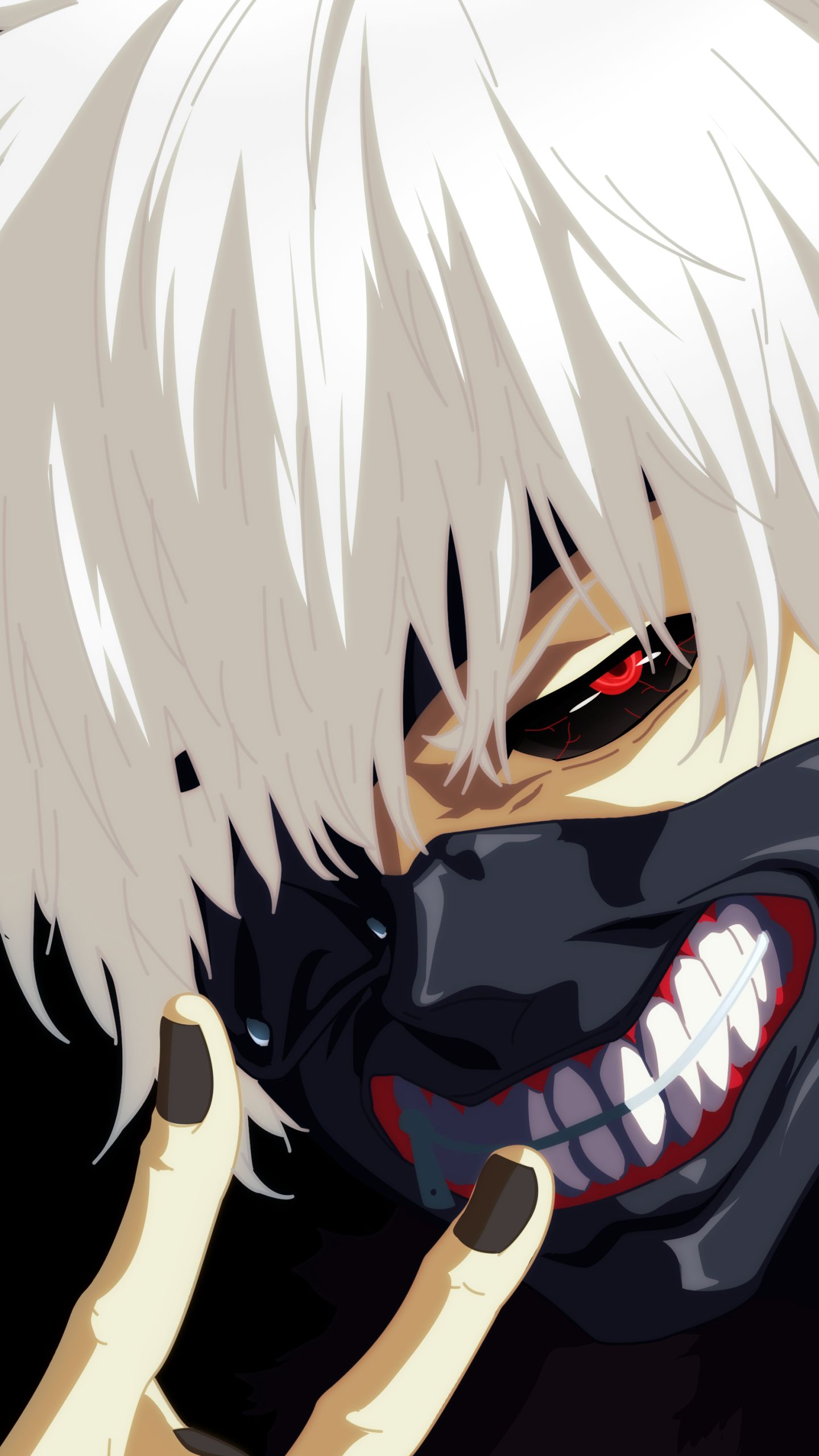 Mobile wallpaper: Anime, Mask, Teeth, Red Eyes, White Hair, Tokyo Ghoul:re,  Ken Kaneki, Tokyo Ghoul, 1340918 download the picture for free.