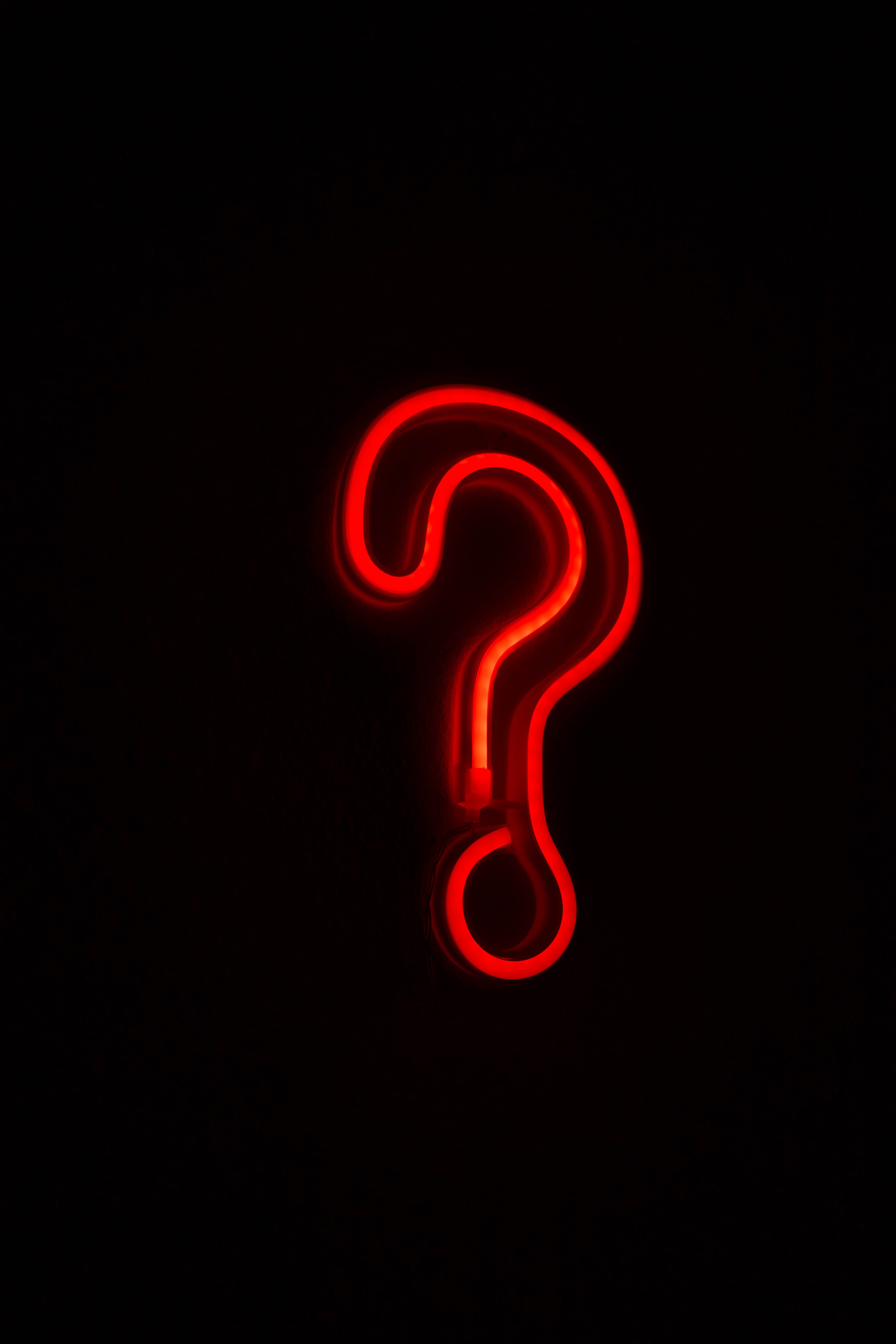 54412 download wallpaper dark, black, red, neon, symbol, question mark screensavers and pictures for free