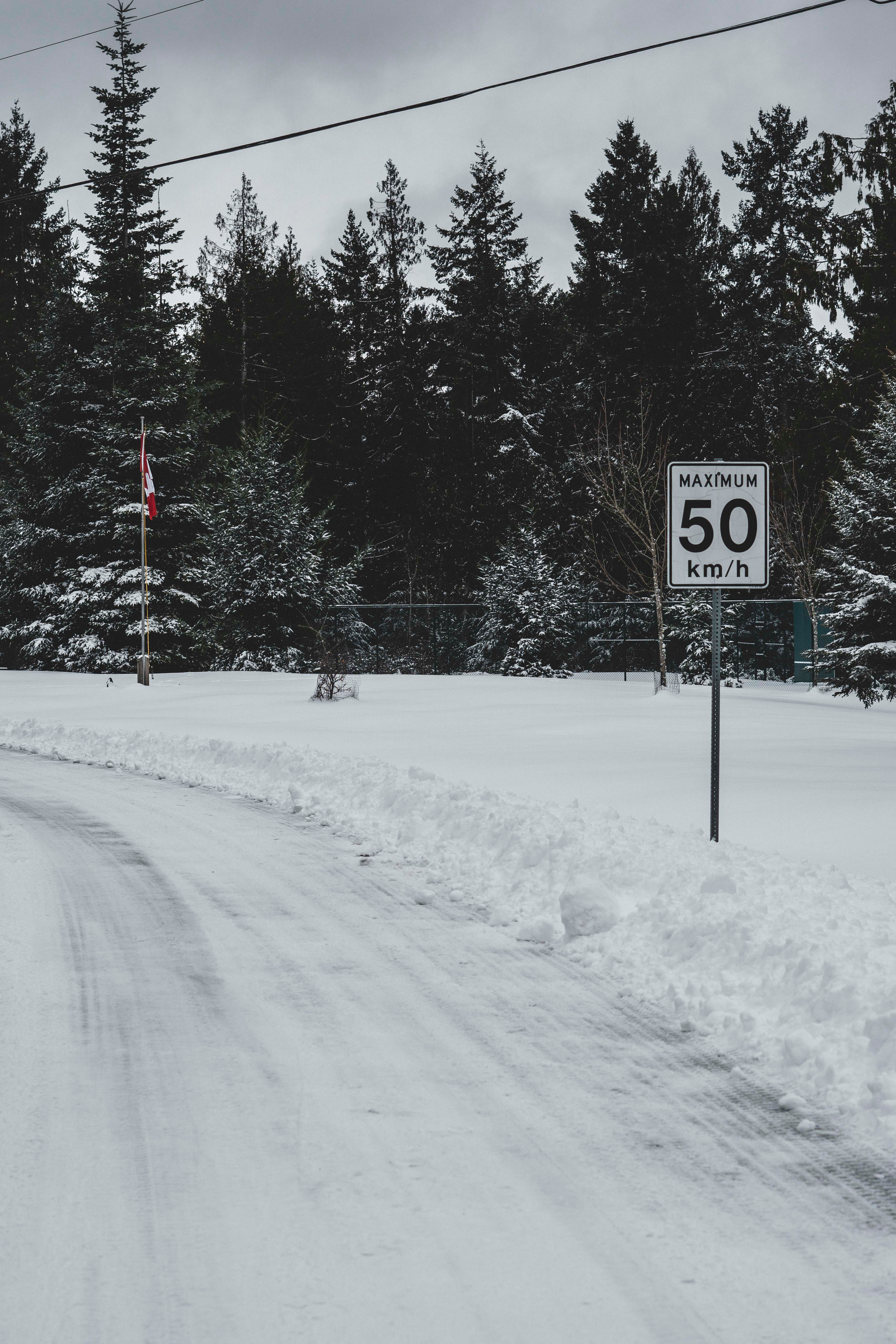 wallpapers sign, winter, words, road, speed, restriction, limitation