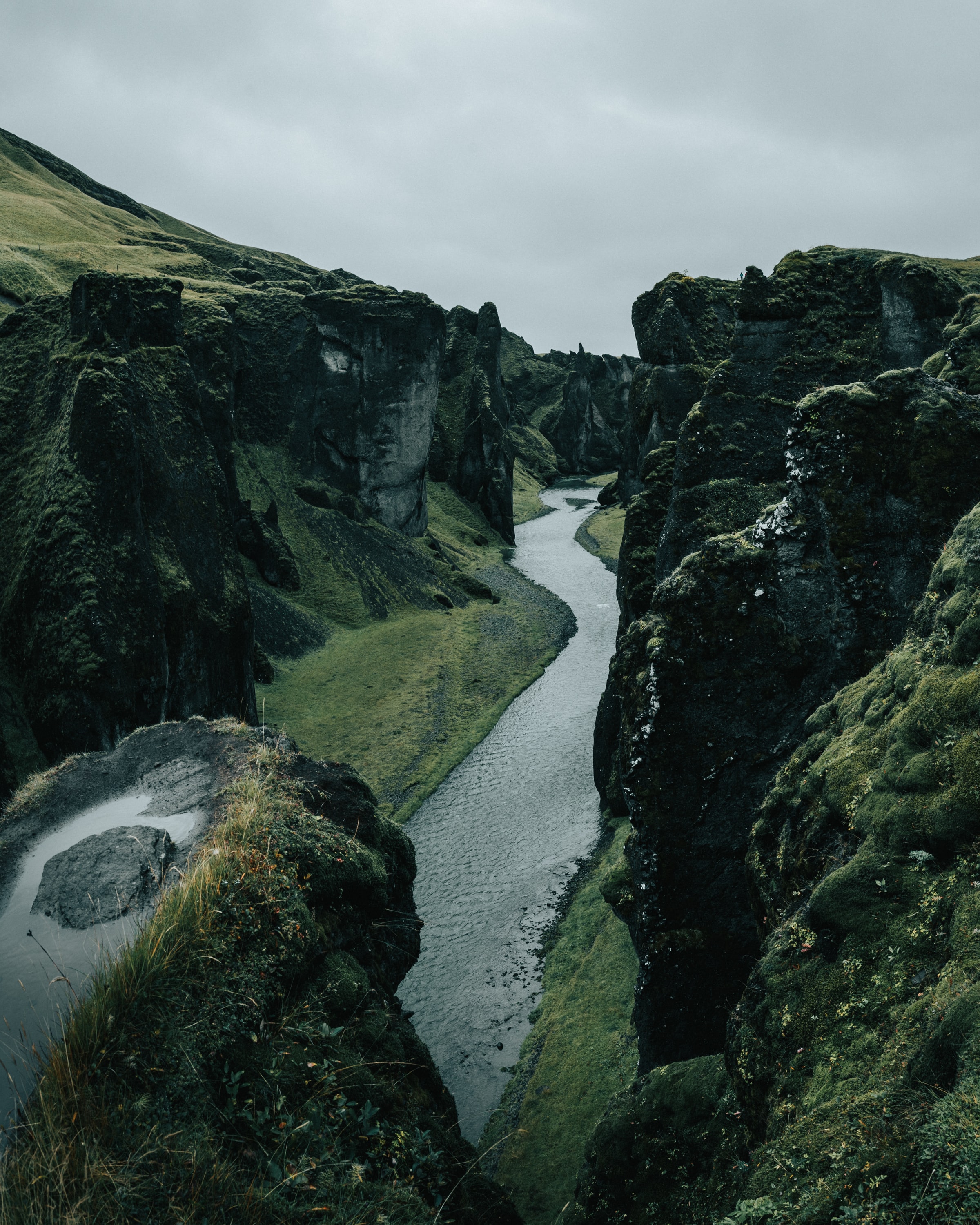 sinuous, nature, rivers, grass, rocks, precipice, break, winding cellphone