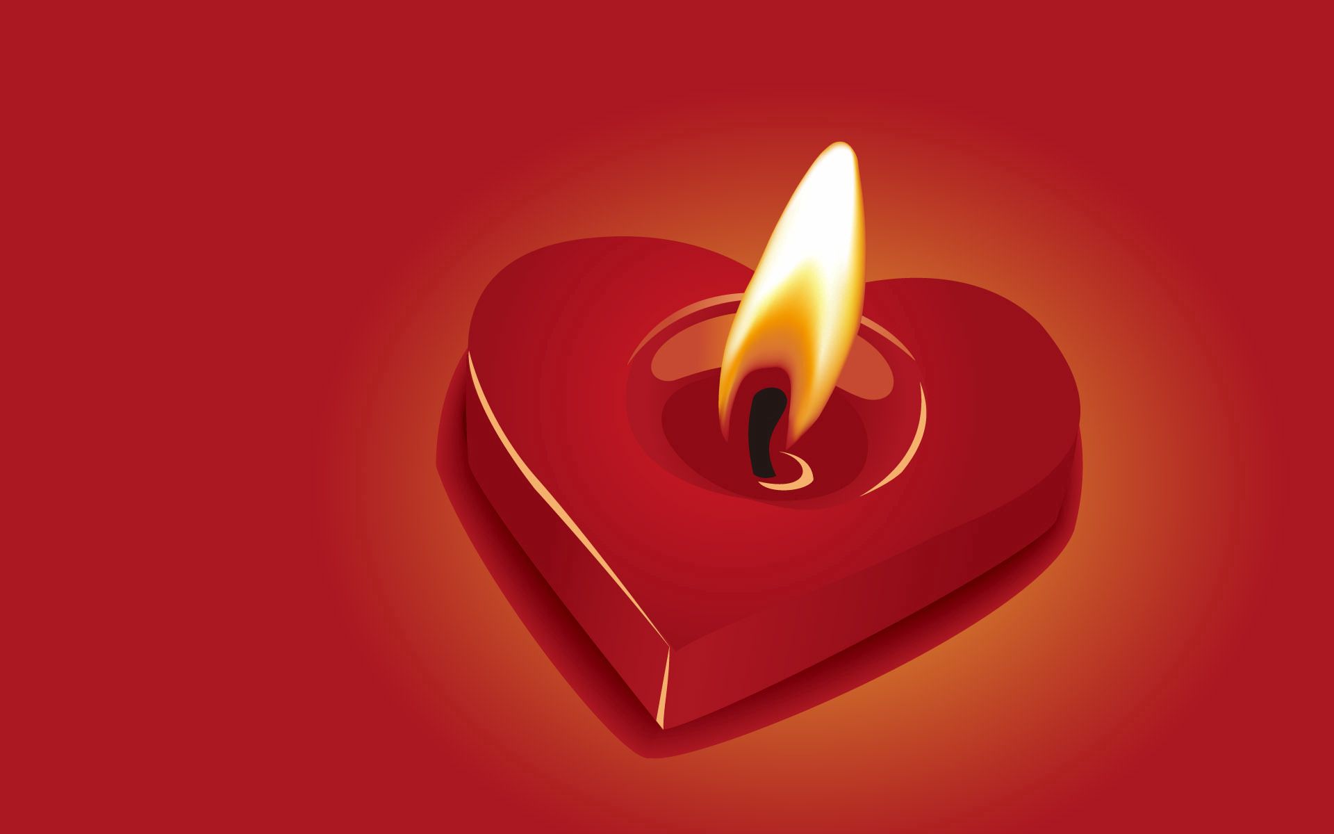 heart, candle, fire QHD