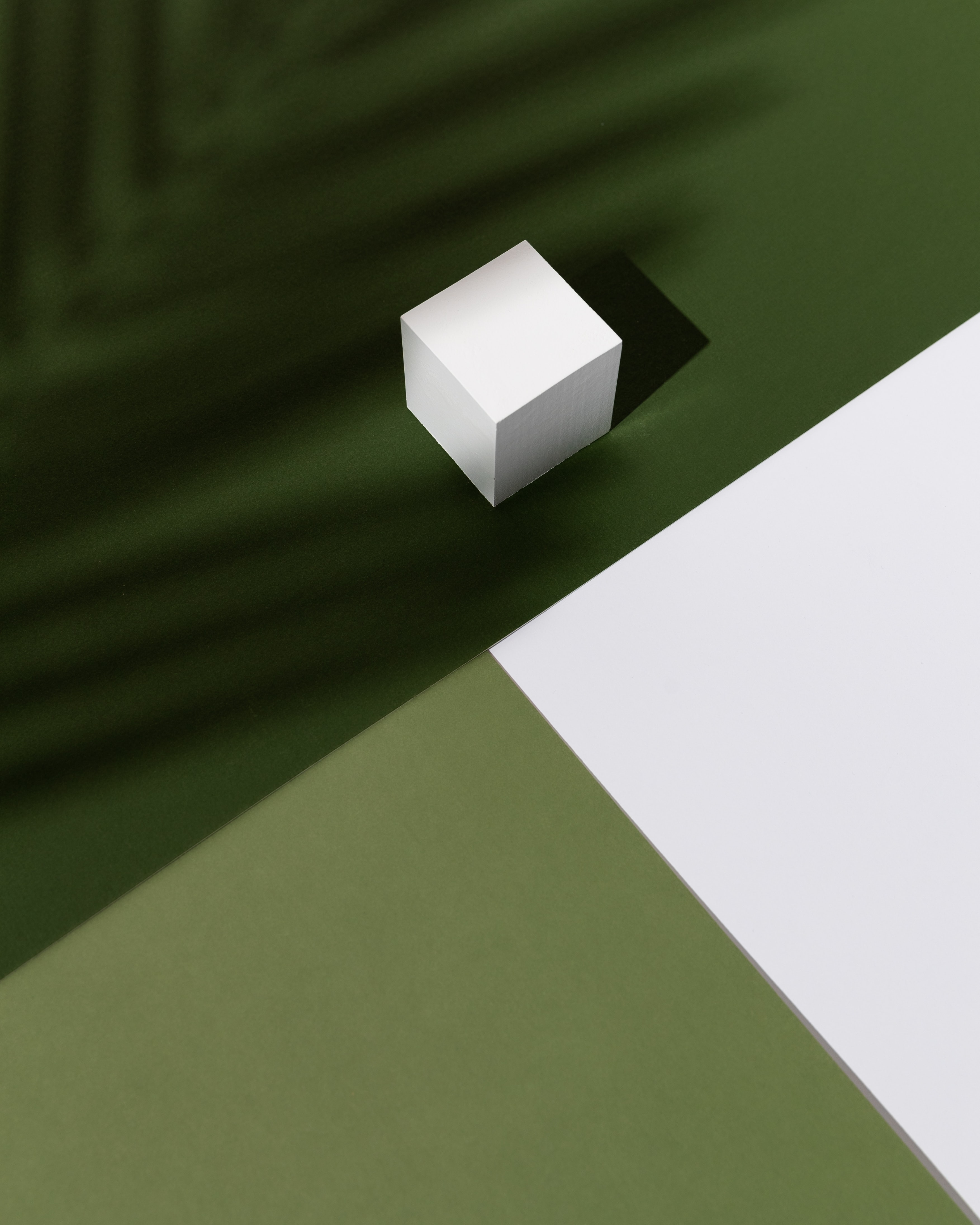 cube, minimalism, green, shadow, figure Free Stock Photo