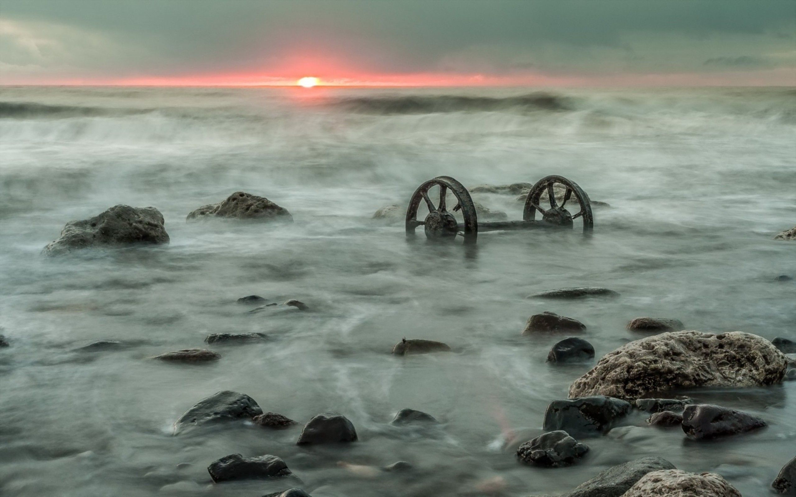 stones, sunset, nature, sea Hd 1080p Mobile