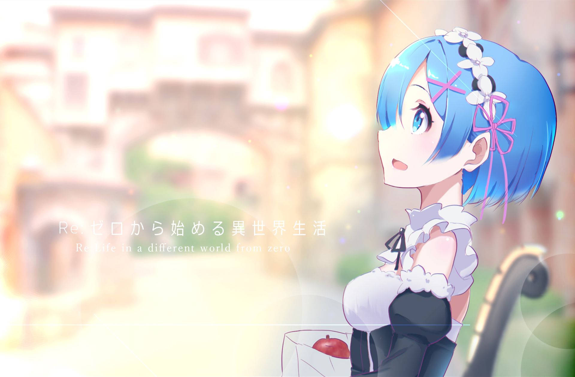 anime, re:zero starting life in another world, blue eyes, blue hair, rem (re:zero), short hair UHD