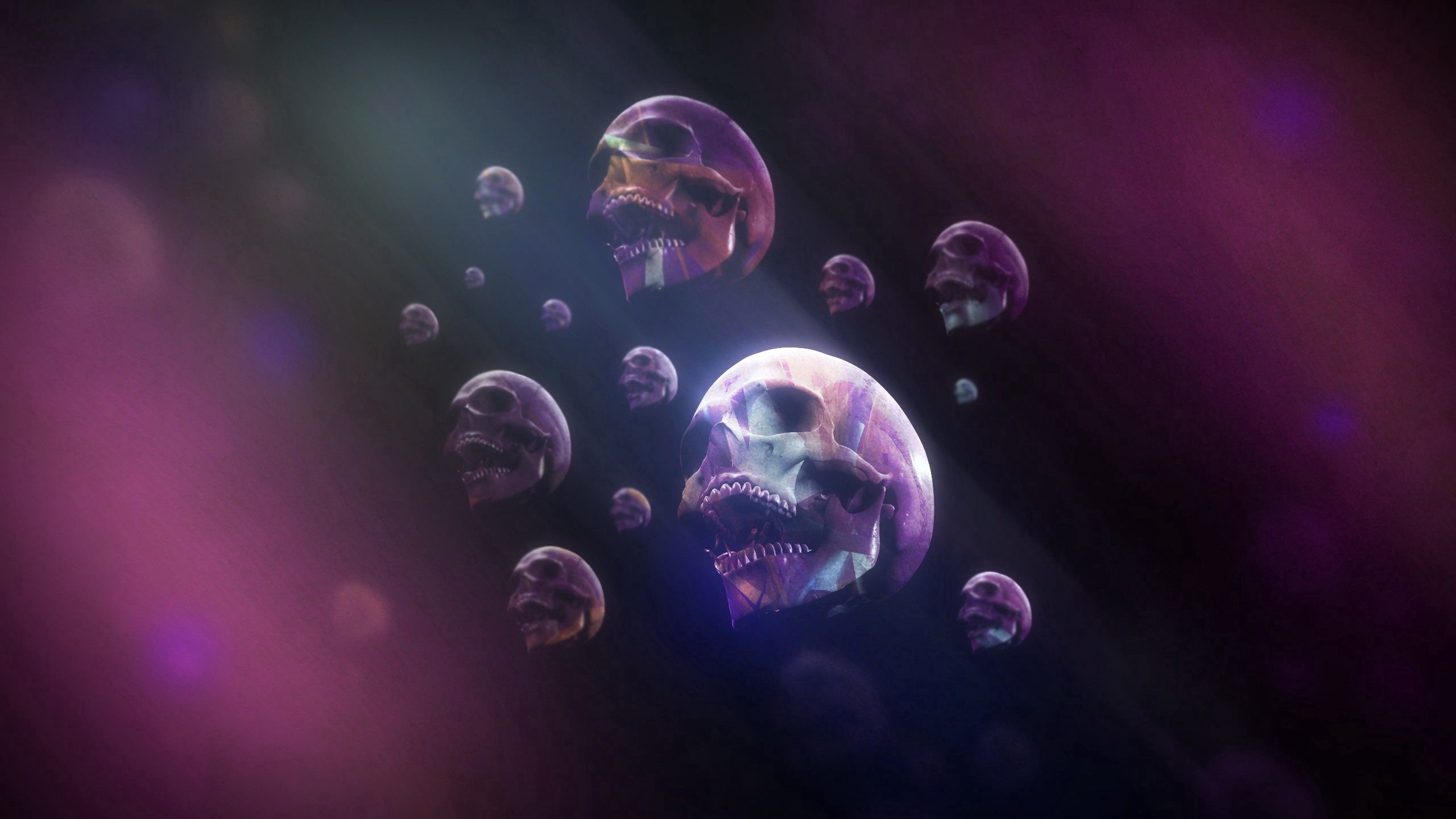 135356 download wallpaper skull, abstract, smoke, shine, light, paint, skulls screensavers and pictures for free