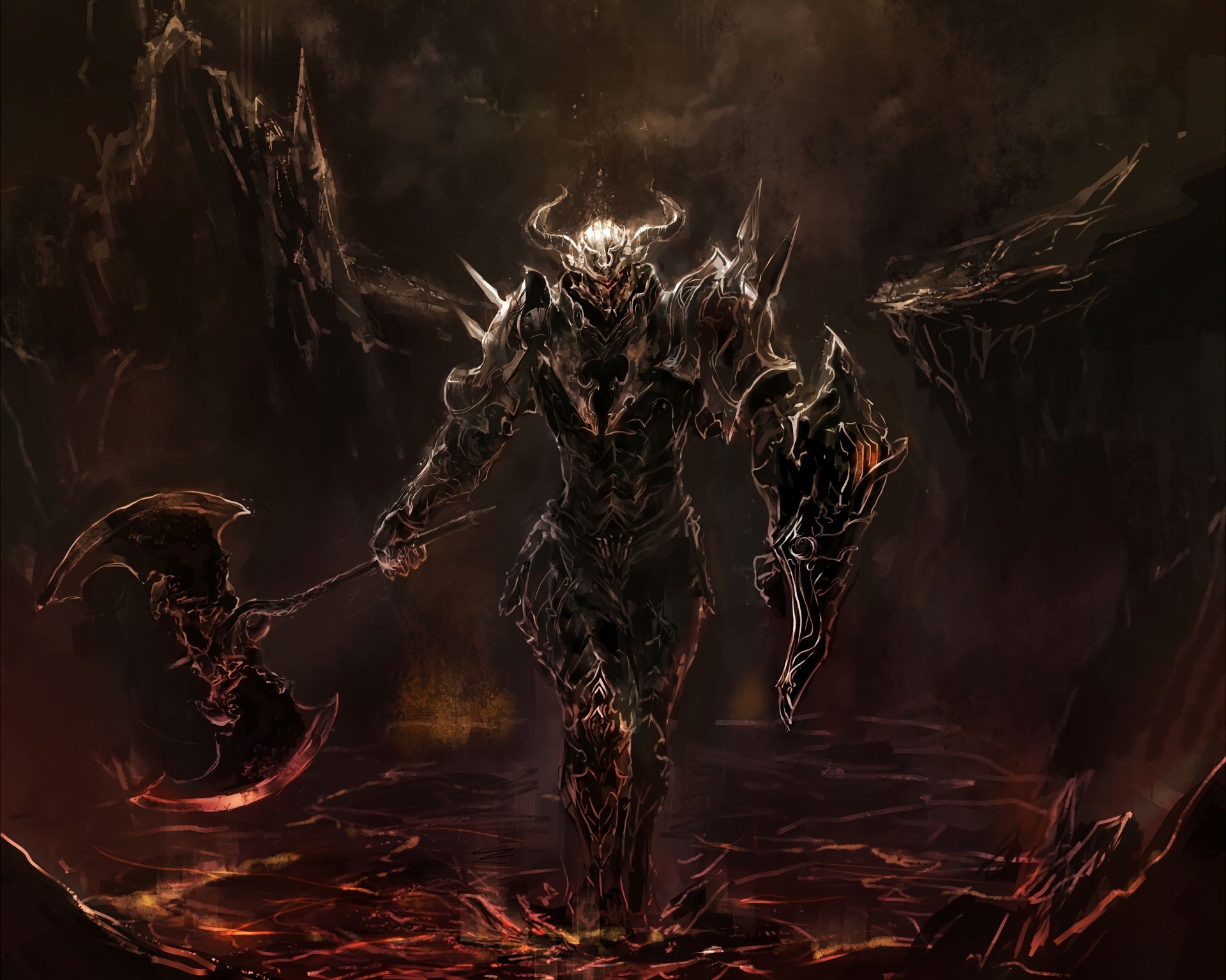 Free HD demon, dark, warrior, weapon, fantasy
