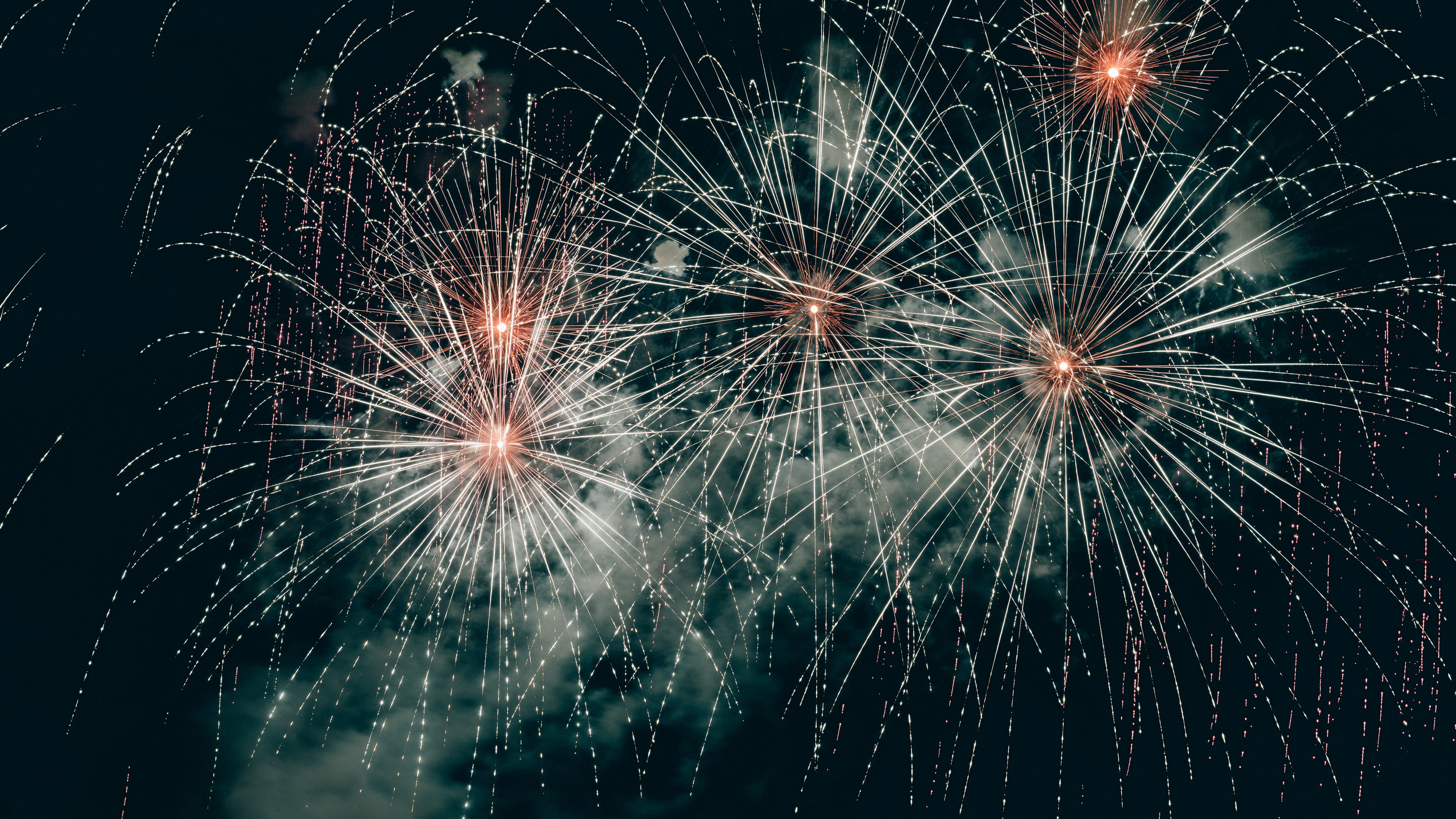 clouds, salute, firework, holidays HD Mobile