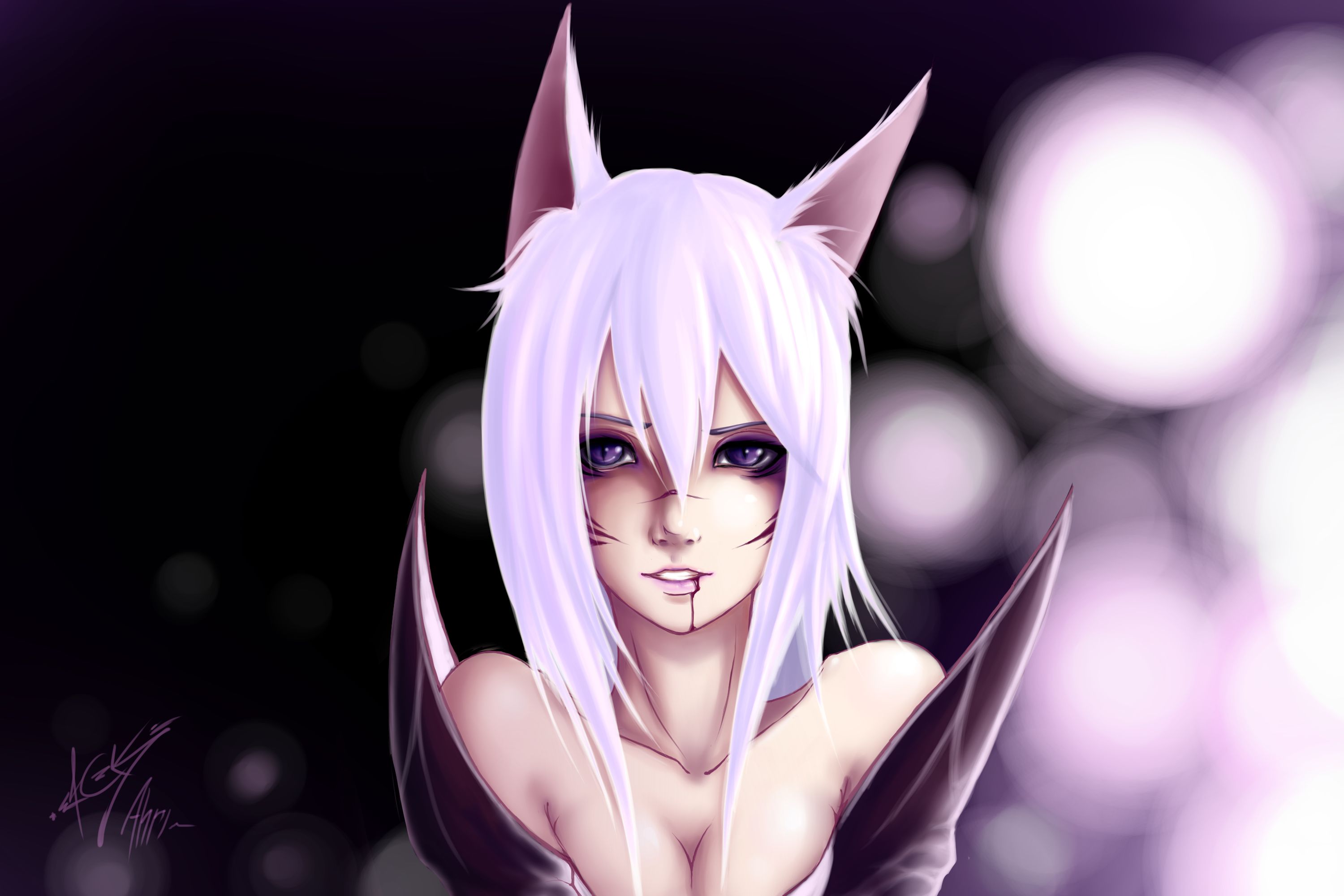 video game, league of legends, animal ears, purple eyes collection of HD images