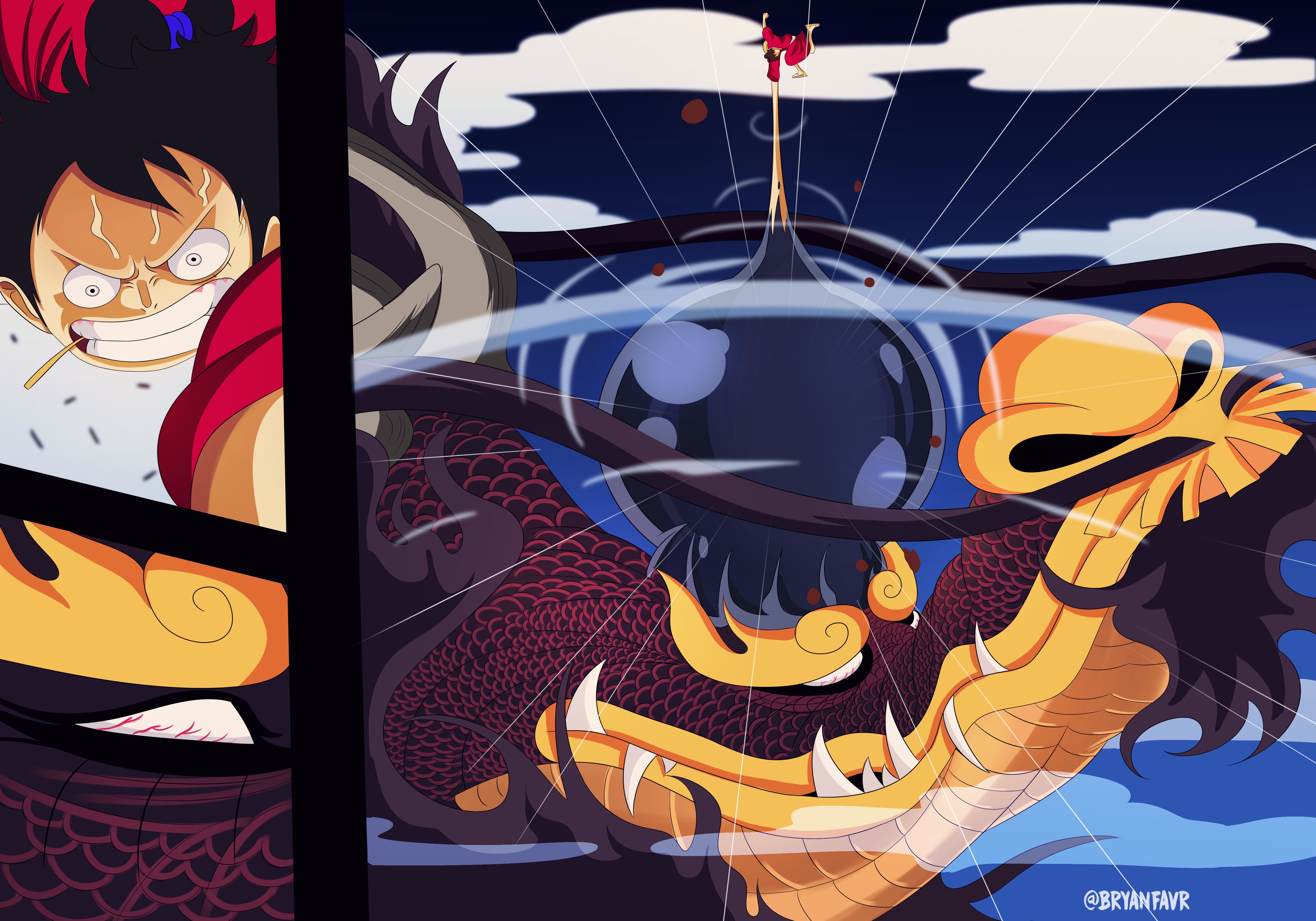 HD desktop wallpaper: Anime, One Piece, Monkey D Luffy, Kaido (One Piece)  download free picture #444901