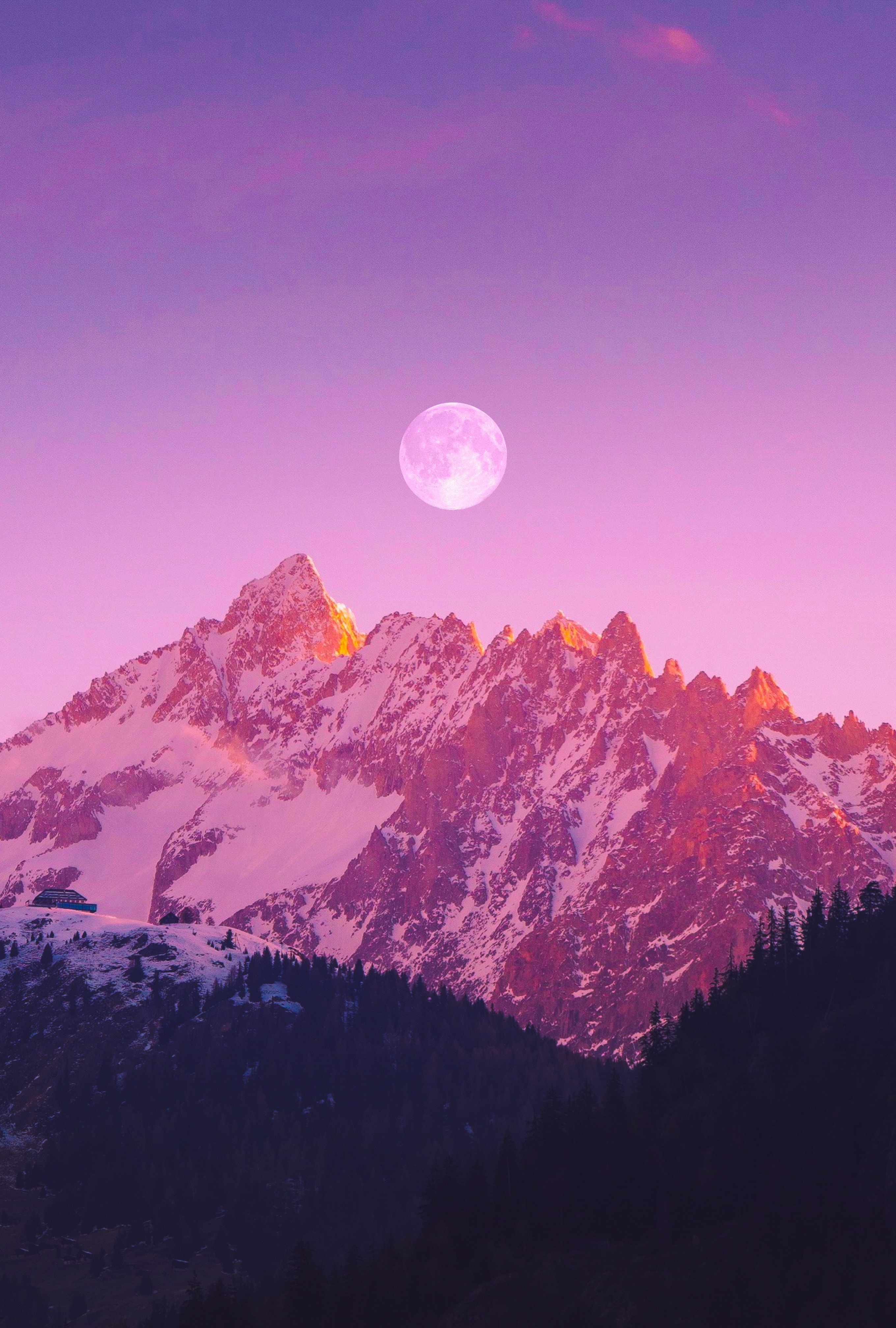 80231 download wallpaper purple, landscape, nature, mountains, night, moon, violet screensavers and pictures for free