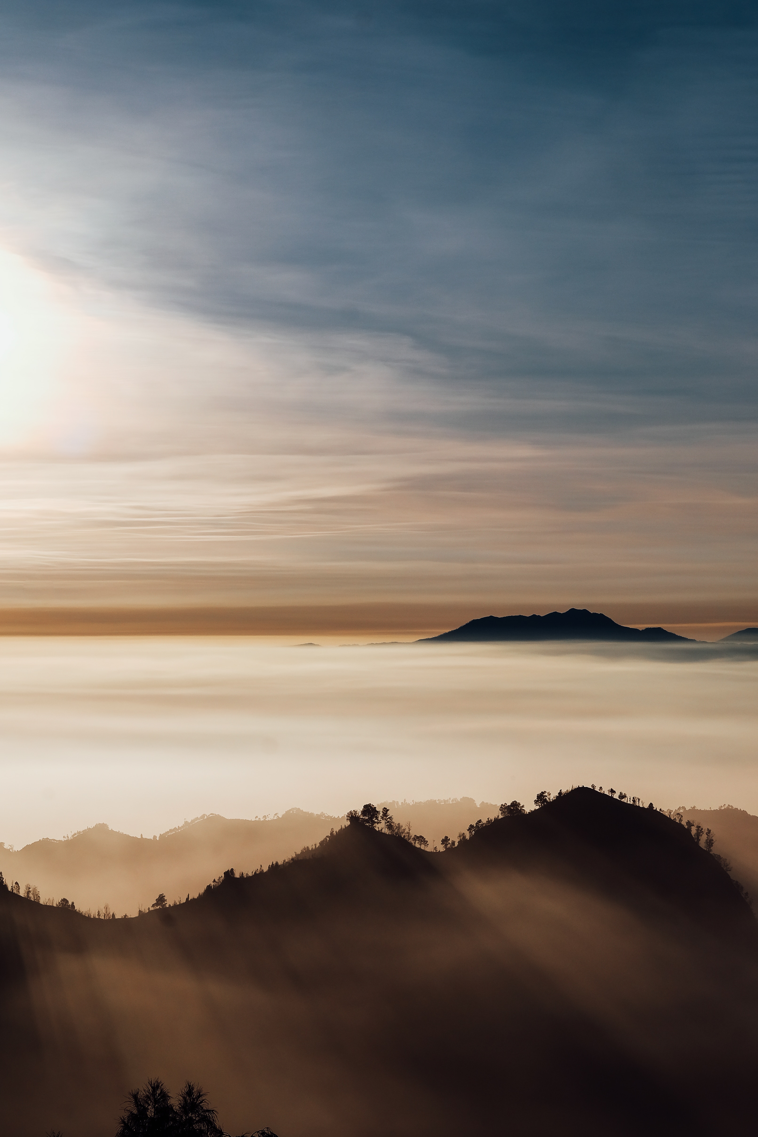 Download Phone wallpaper clouds, fog, mountains, vertex