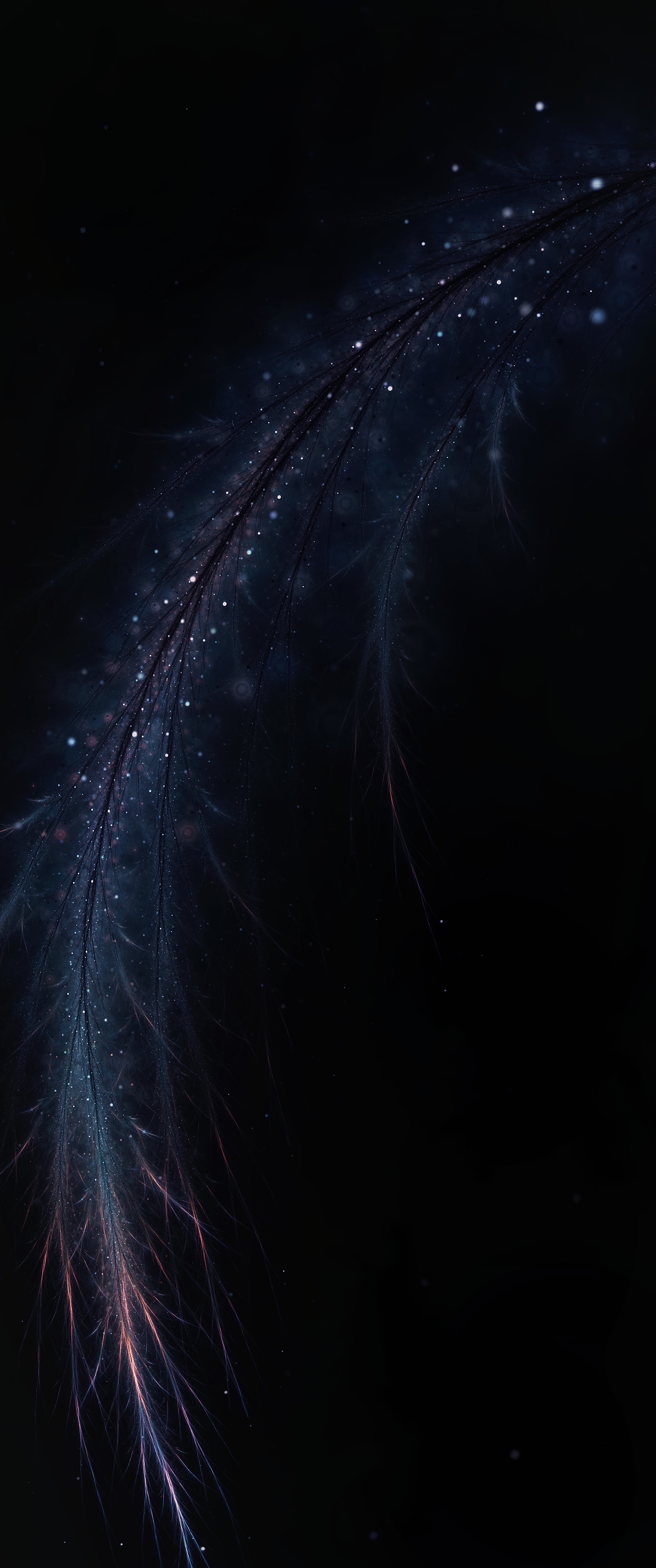 dark, abstract, feather, fractal, shine, brilliance, branch, pen wallpaper for mobile