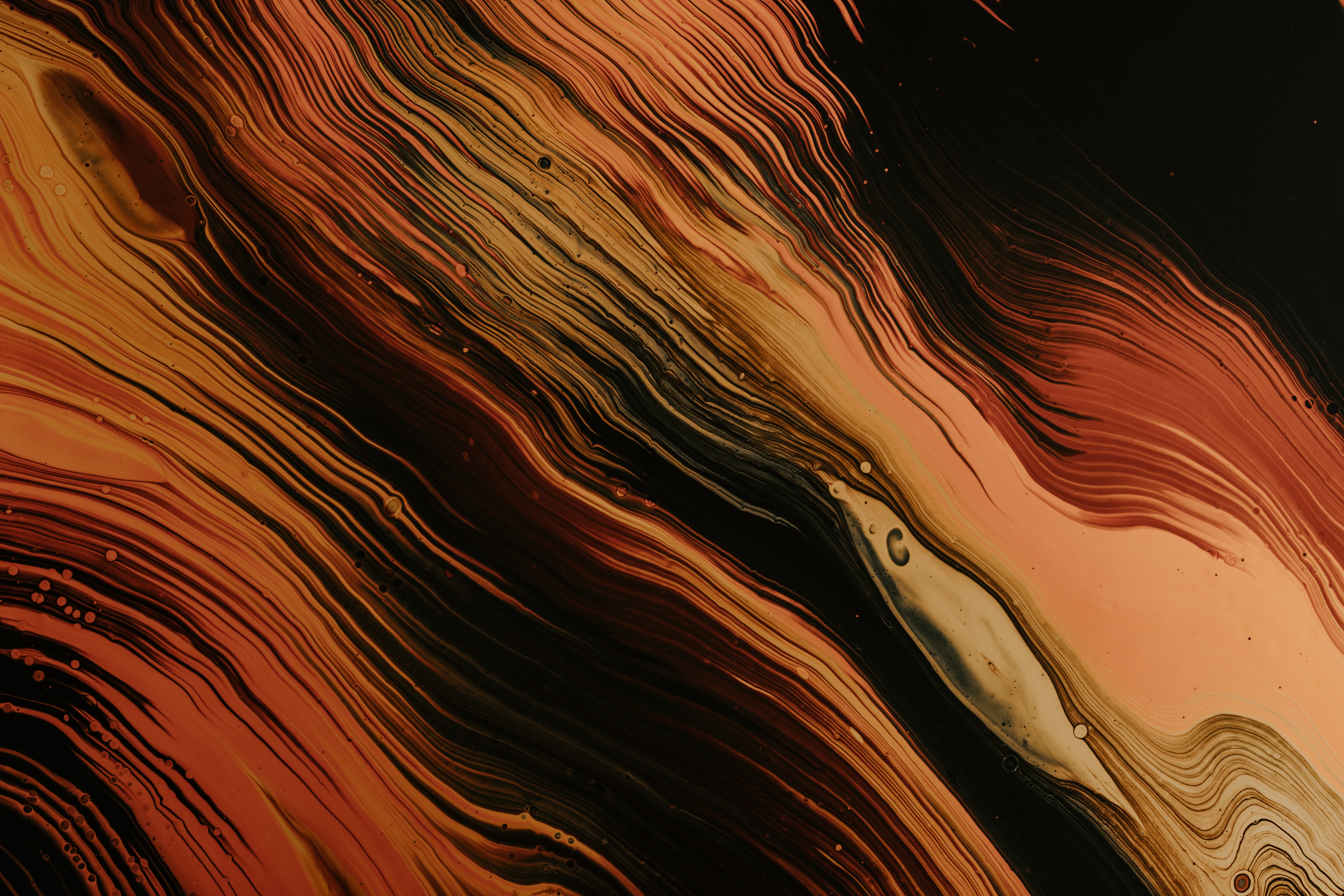 Waves liquid, divorces, brown, abstract 4k Wallpaper