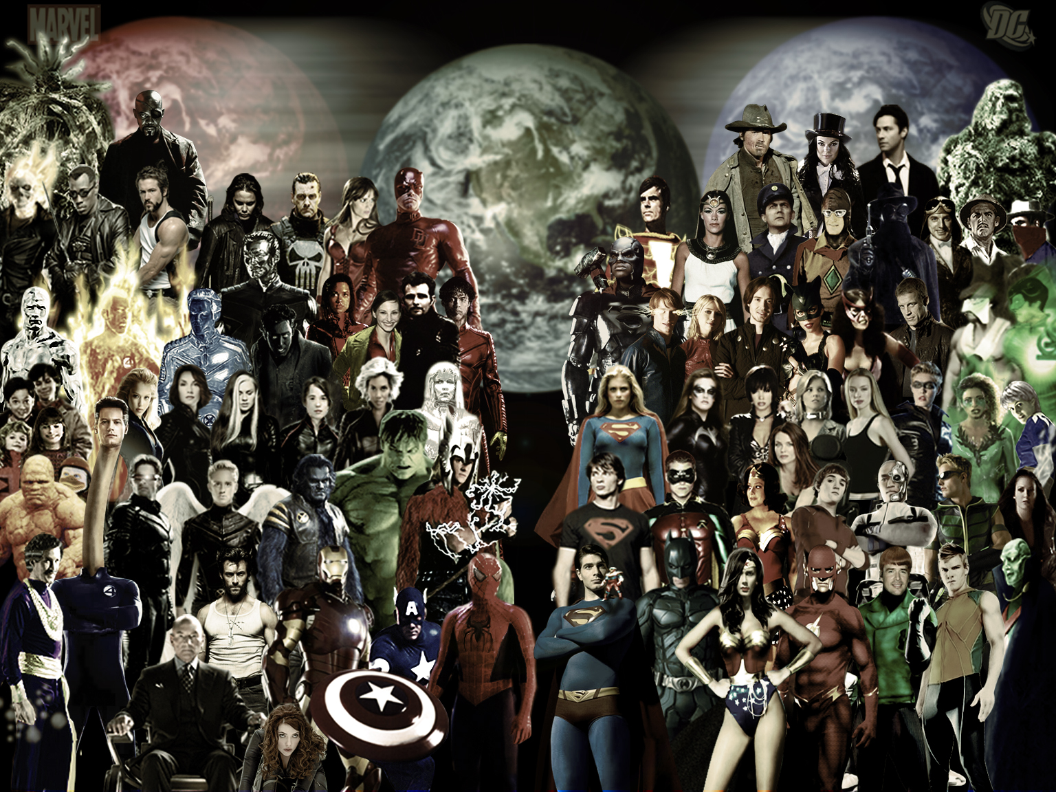 comics, crossover, alex power, angel (marvel comics), aquaman, atom (dc comics), avengers, bart allen, beast (marvel comics), billy batson, birds of prey (dc comics), black widow, catwoman, charles xavier, cyborg (dc comics), cyclops (marvel comics), daredevil, deadpool, emma frost, flash, gambit (marvel comics), green lantern, guy gardner, hawkman (dc comics), hulk, human torch (marvel comics), iceman (marvel comics), impulse (dc comics), invisible woman, jack power, jean grey, john constantine, jonah hex, julie power, justice league, katie power, kitty pryde, legion of super heroes, lightning lad, mister fantastic, nick fury, nightcrawler (marvel comics), oliver queen, peter parker, power pack, professor x, punisher, robin (dc comics), rogue (marvel comics), saturn girl, shazam (dc comics), silver surfer, smallville, spider man, storm (marvel comics), superboy, supergirl, superman, swamp thing, thing (marvel comics), thor, wade wilson, warren worthington iii, wolverine, wonder girl, wonder woman, x men, zatanna
