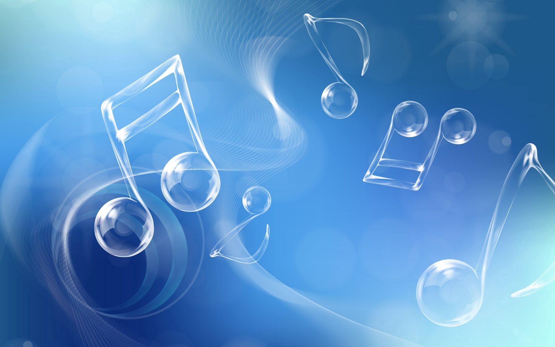music, abstract, white, blue, shapes, shape, notes Full HD