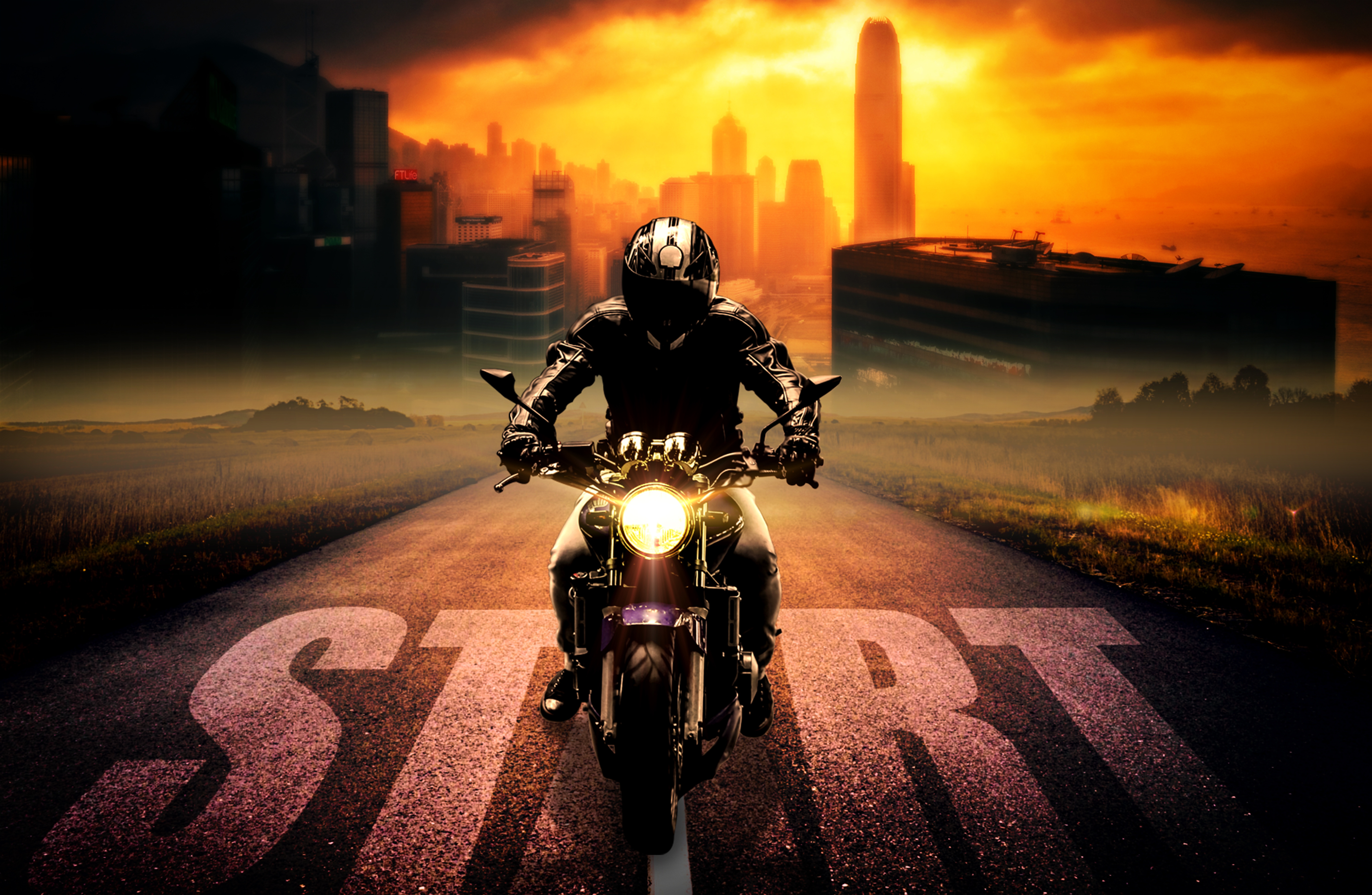 135510 Hintergrundbild herunterladen biker, motorräder, motorradfahrer, motorrad, fahrrad, photoshop - Bildschirmschoner und Bilder kostenlos
