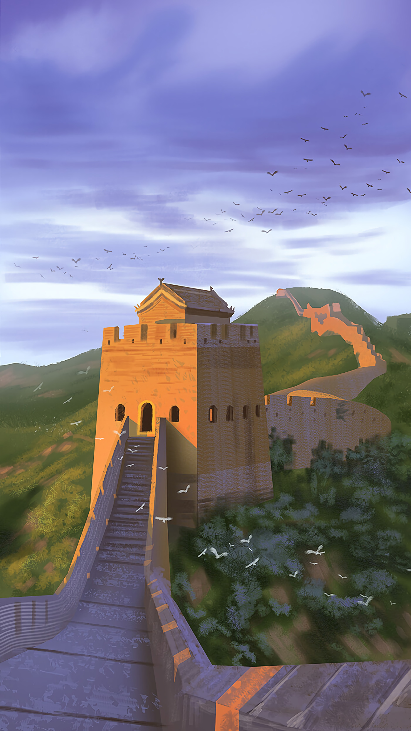 157734 Screensavers and Wallpapers Fortress for phone. Download birds, art, fortress, building pictures for free