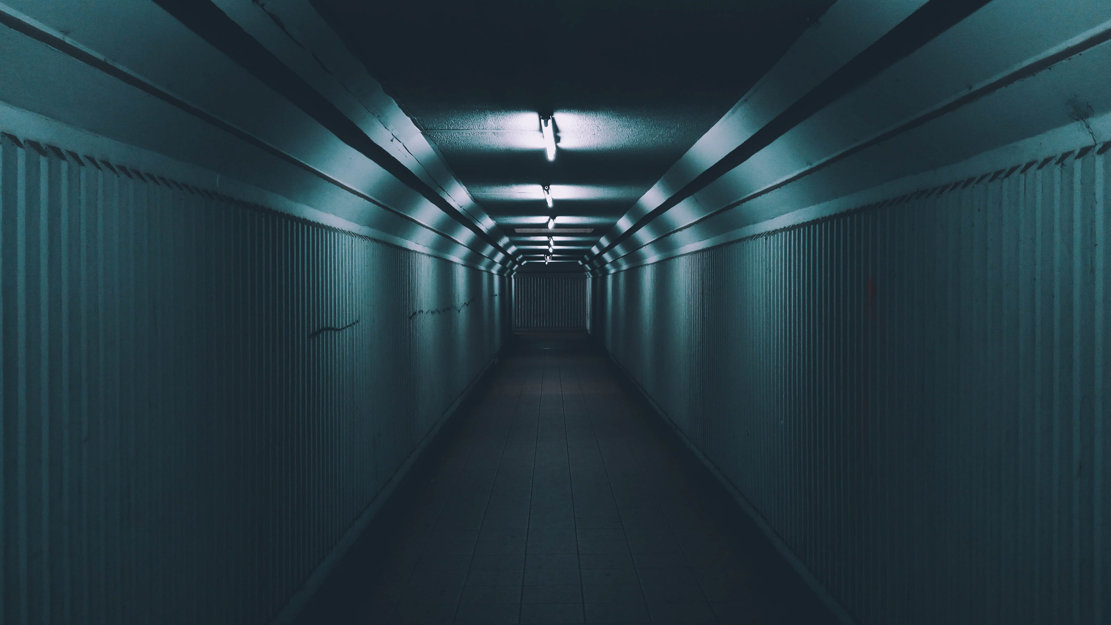 corridor, walls, dark, door, passage QHD
