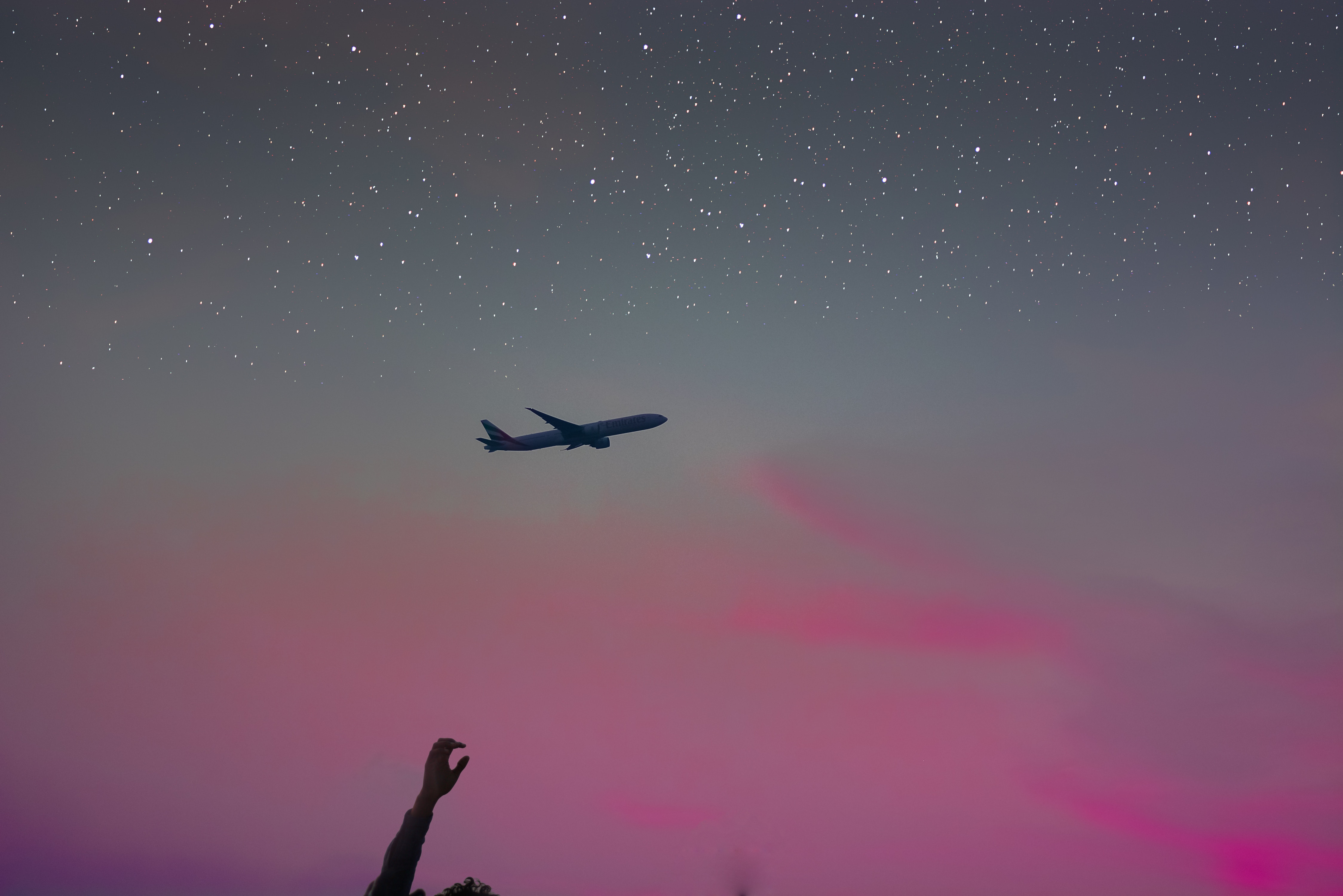 plane, airplane, miscellaneous, inspiration, sky, stars, hand, miscellanea, flight HD wallpaper