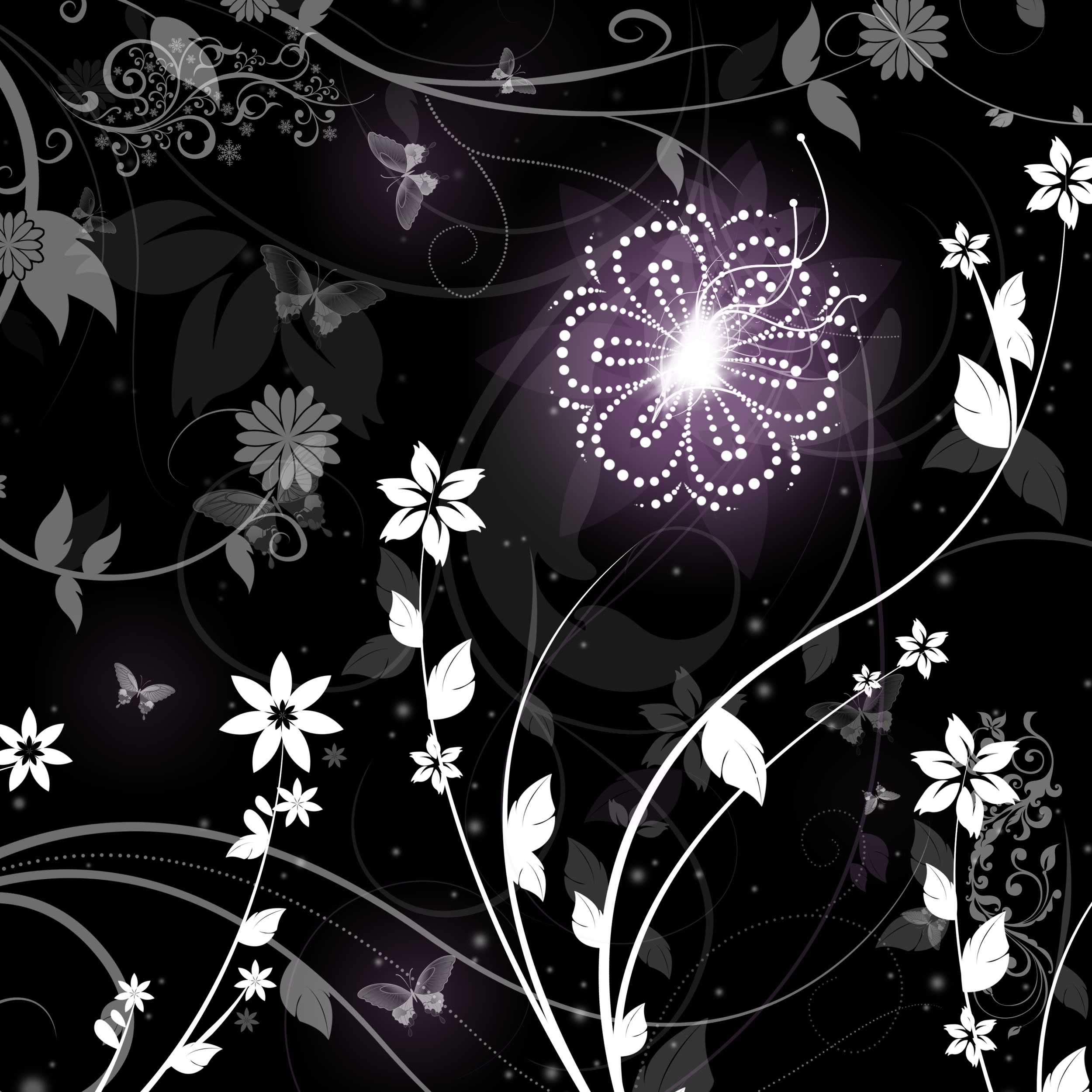 patterns, flowers, vector, shine, brilliance phone wallpaper