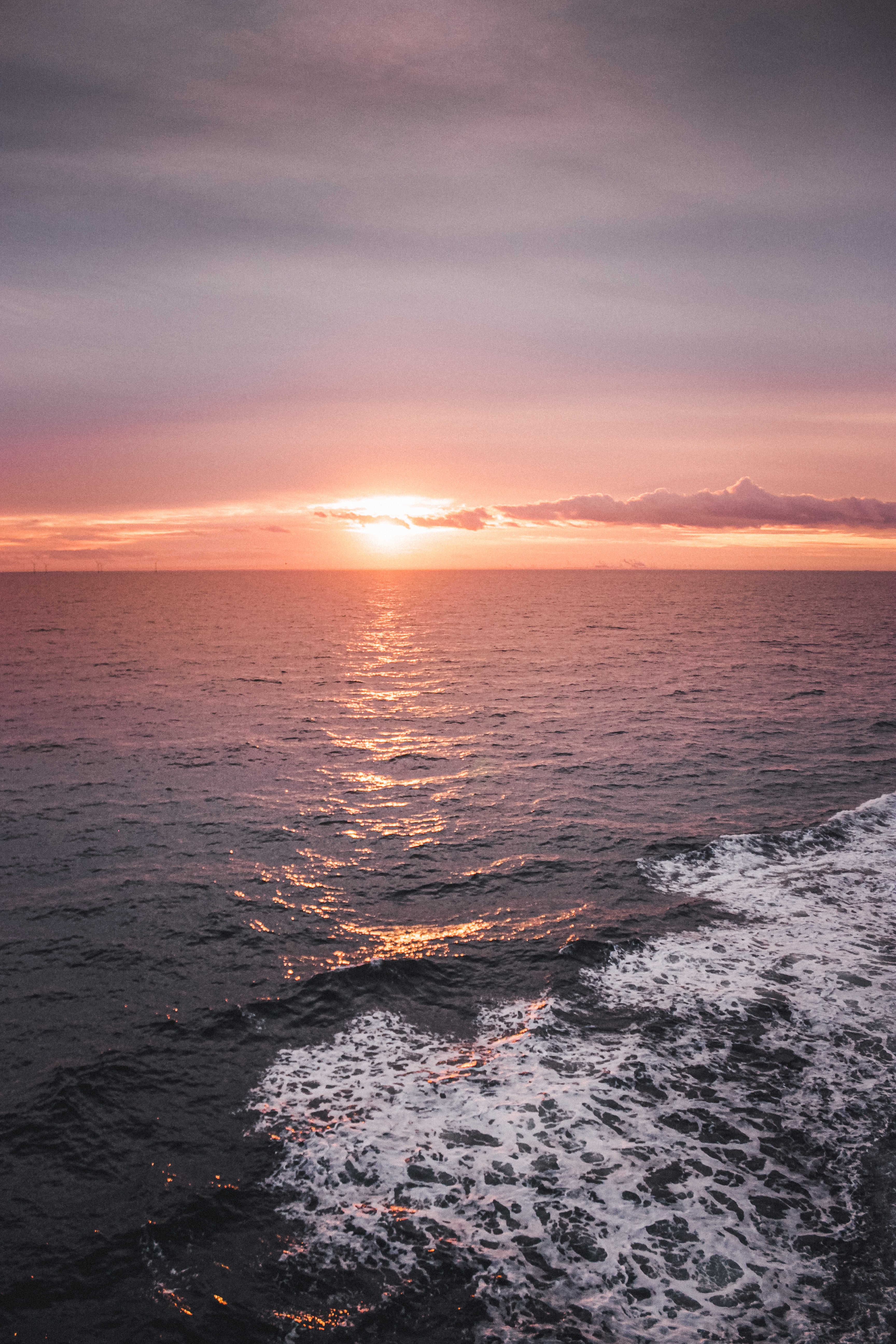evening, nature, sunset, sea, sun, horizon 4K Ultra
