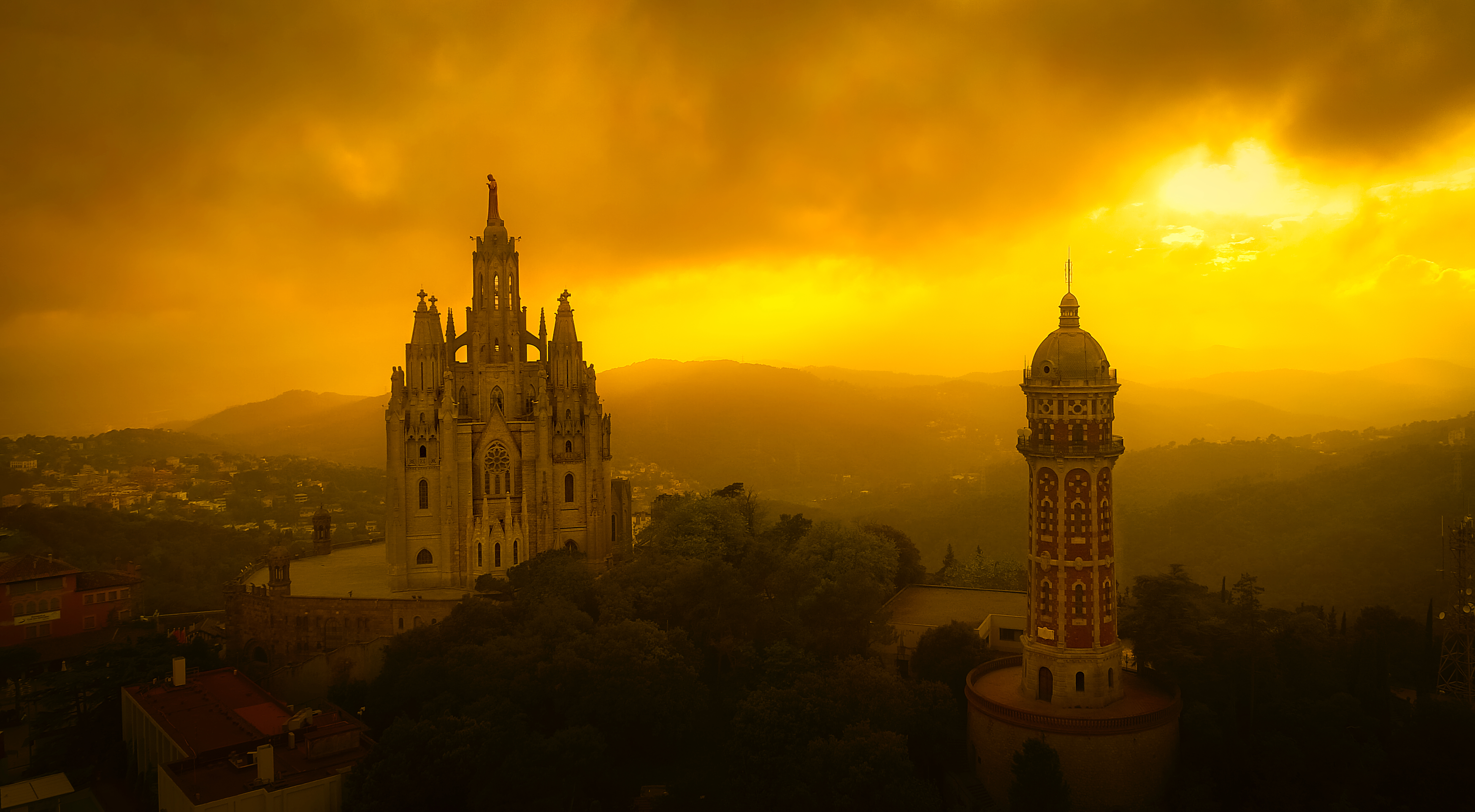 416474 Protetores de tela e papéis de parede Barcelona em seu telefone. Baixe panorama, catedral, tibidabo, pôr do sol fotos gratuitamente