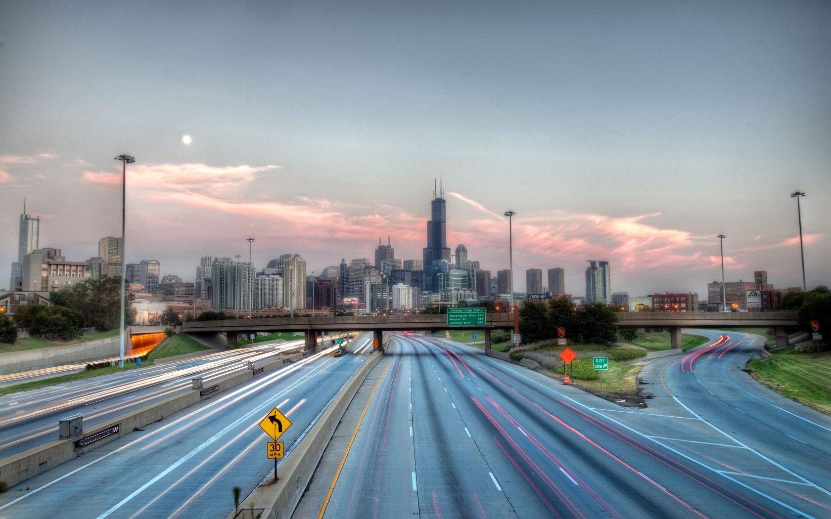 road, cities, chicago, illinois Windows Mobile Wallpaper