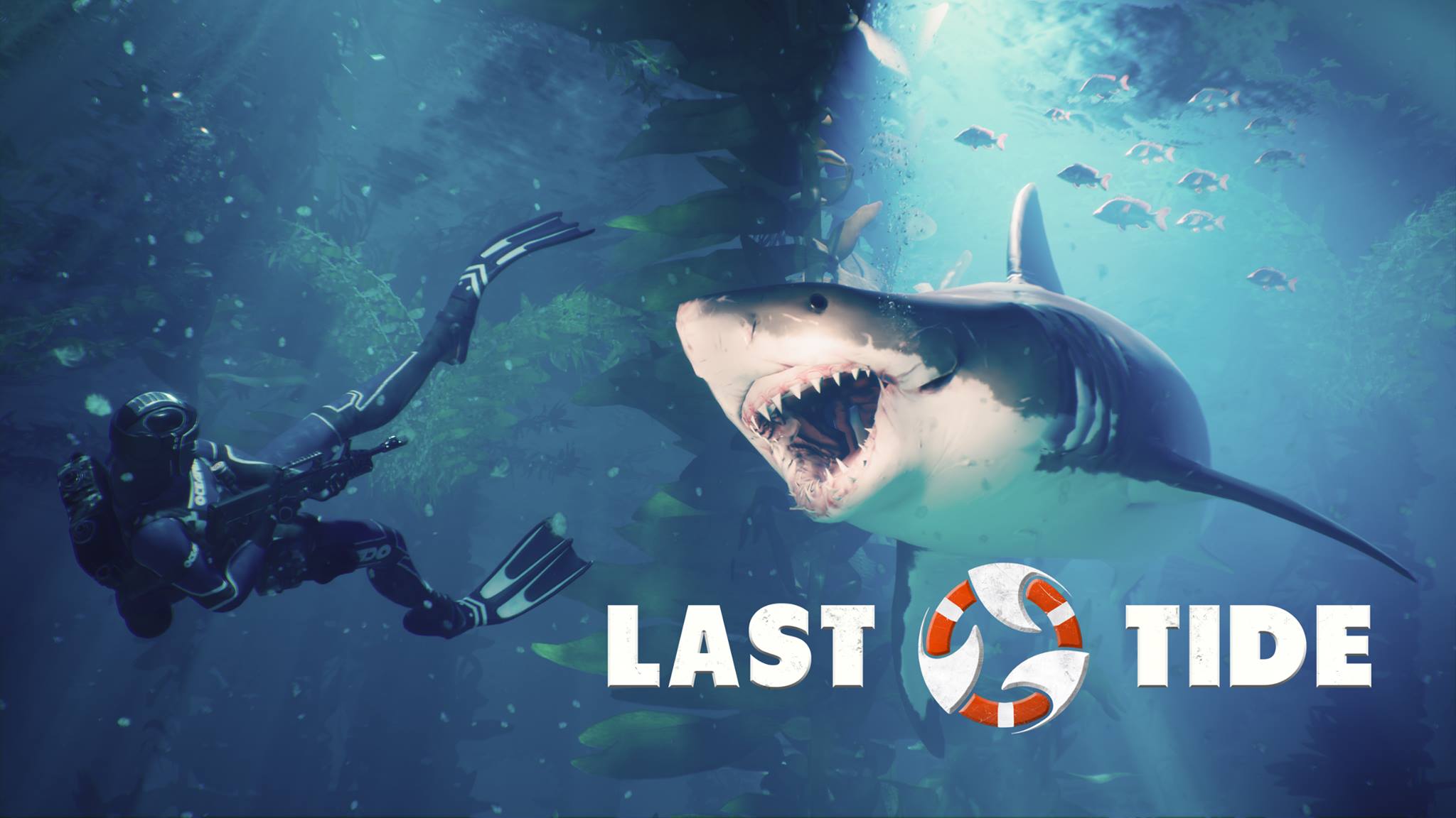 video game, last tide, diver, shark wallpaper for mobile