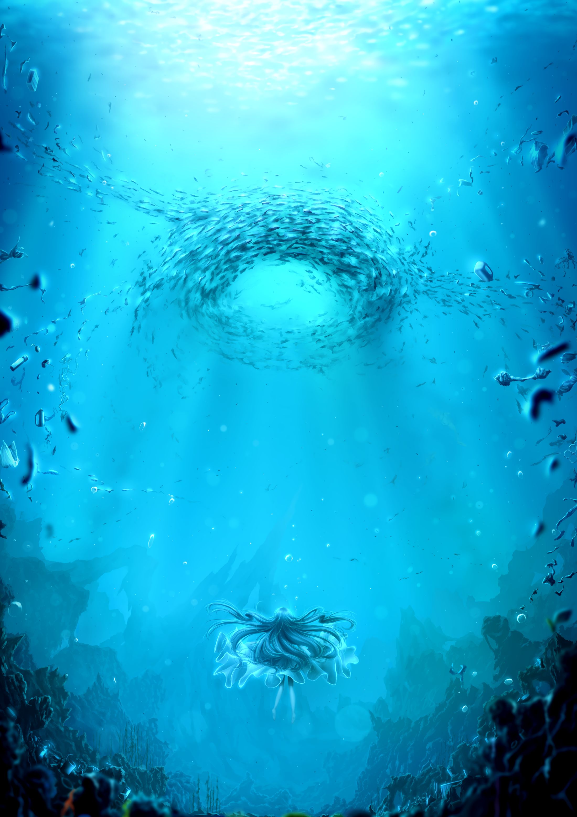 Mobile Wallpaper: Free HD Download [HQ] depth, art, water, girl