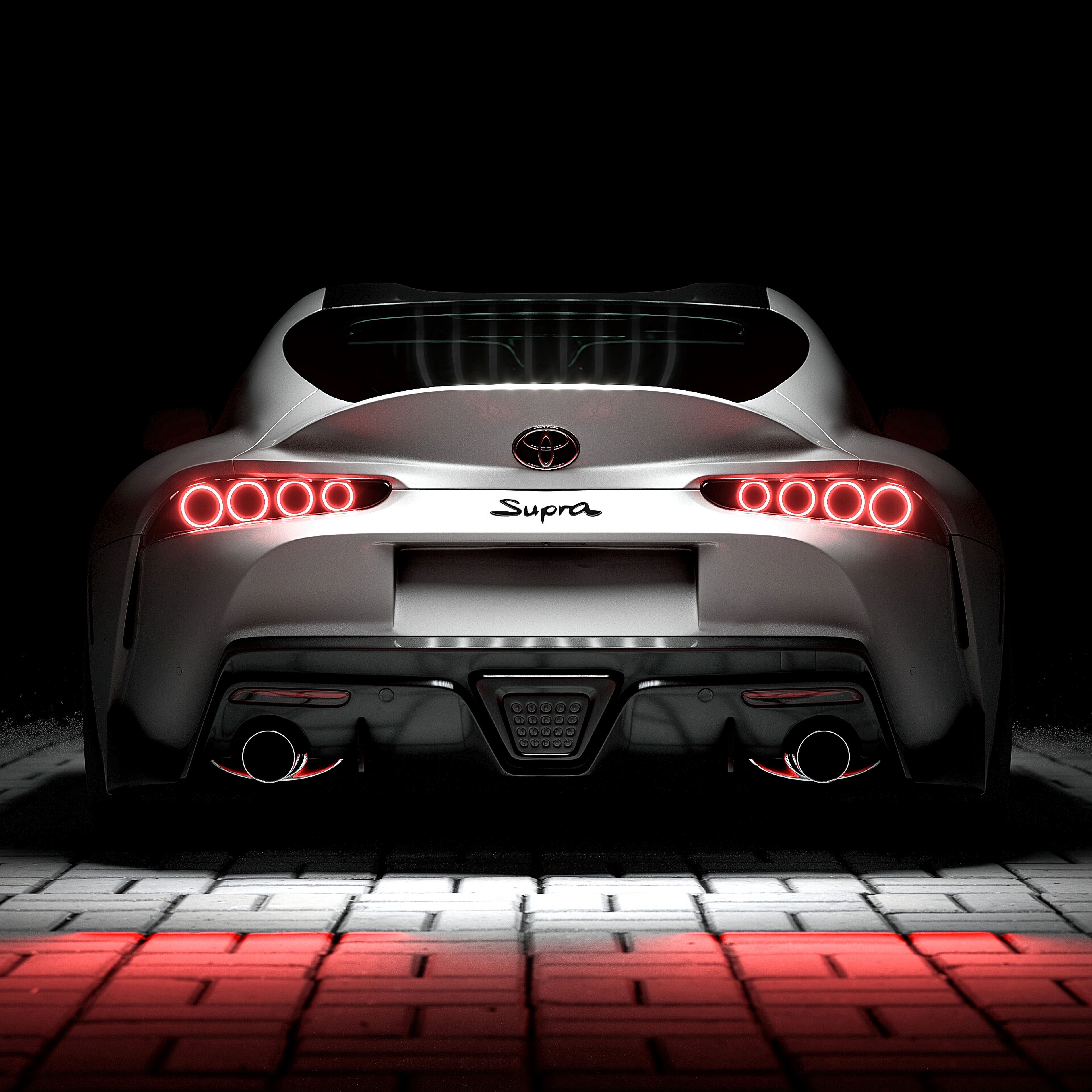 sports, toyota, cars, white, backlight, illumination, sports car, back view, rear view, toyota supra iphone wallpaper