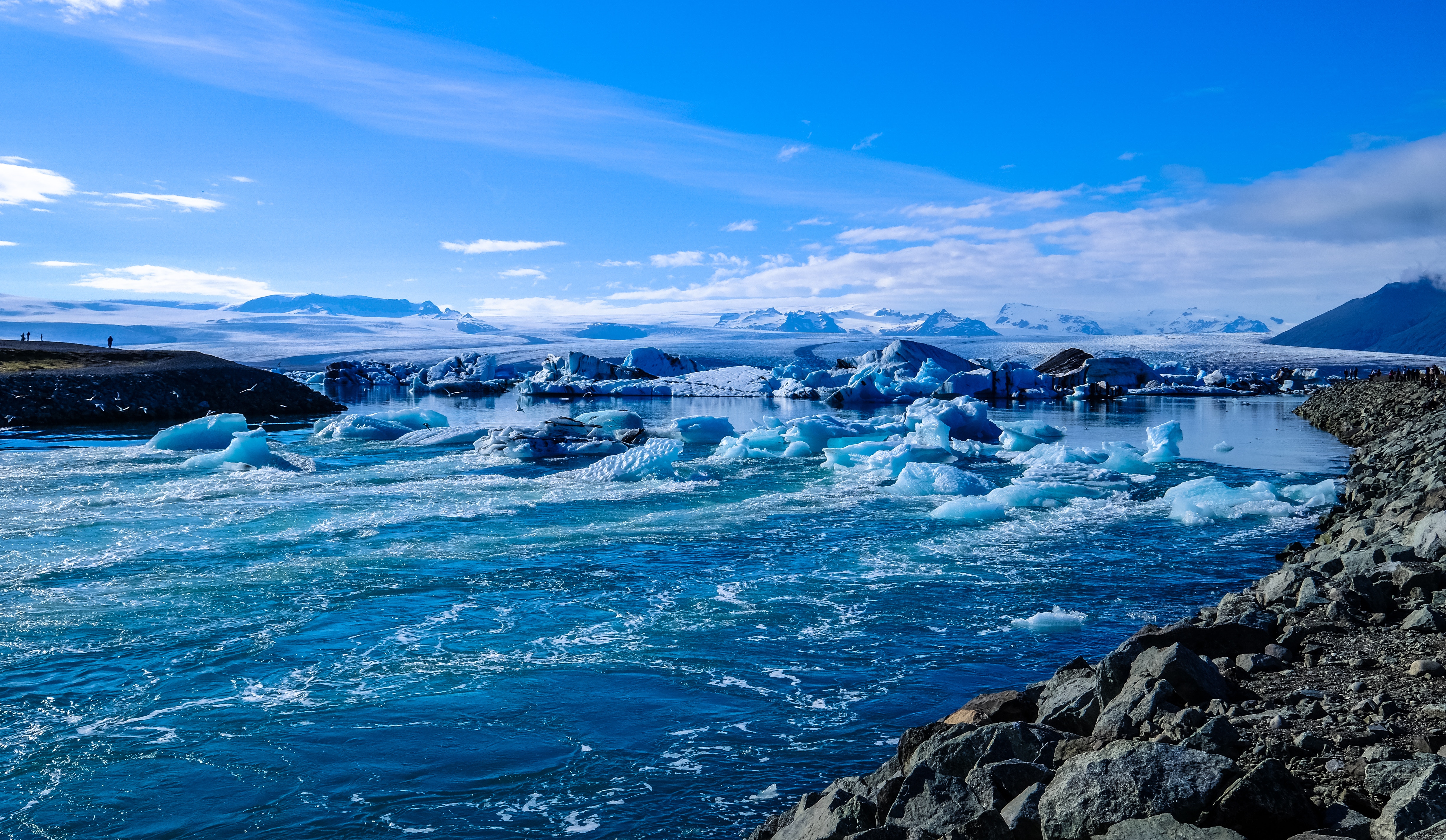 ice, iceland, nature, shore, bank, ocean 32K