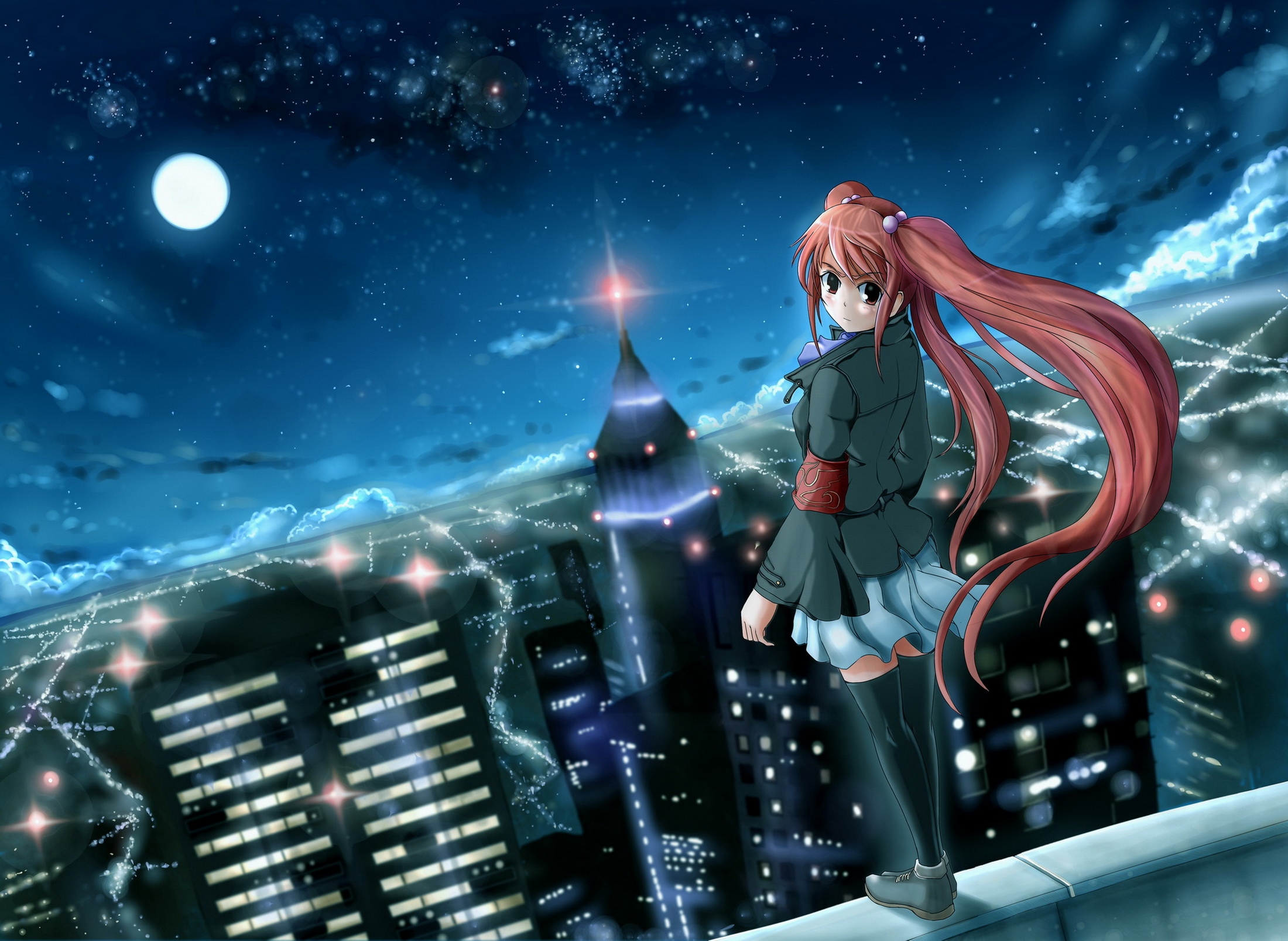 Hd Desktop Wallpaper Anime Night City Girl Download Free Picture