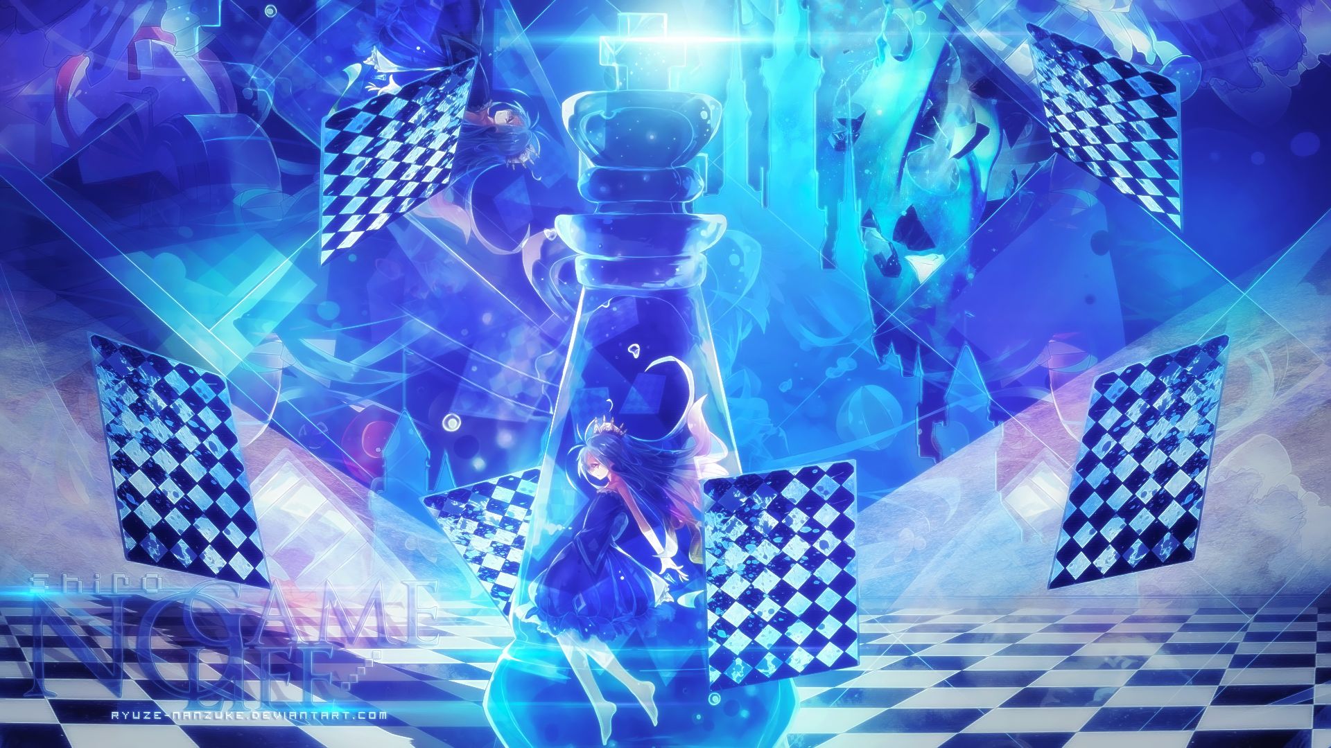chess, no game no life, anime, barefoot, crown, dress, long hair, shiro (no game no life) mobile wallpaper