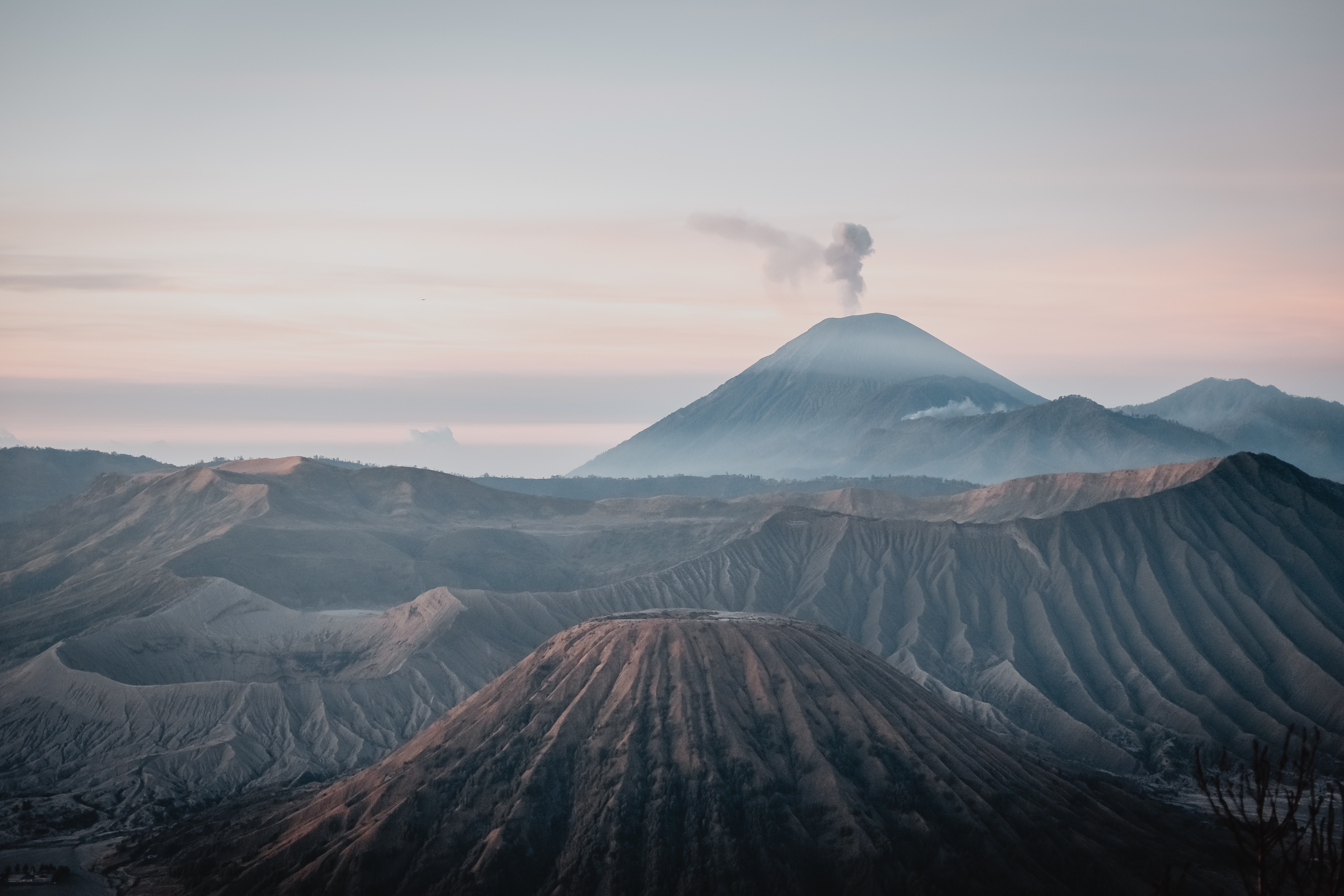 volcano, landscape, nature, smoke, vertex, top, fog