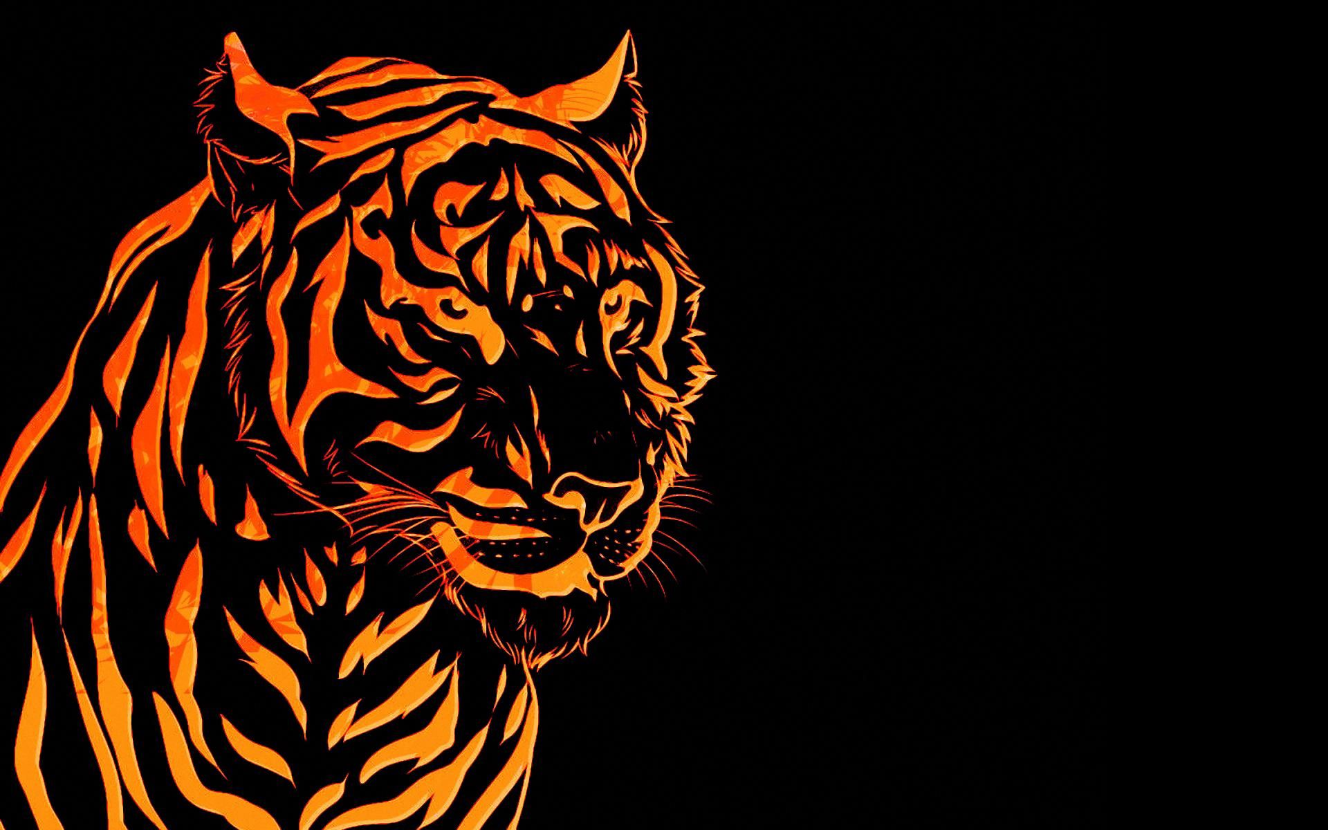 Widescreen image lines, vector, tiger