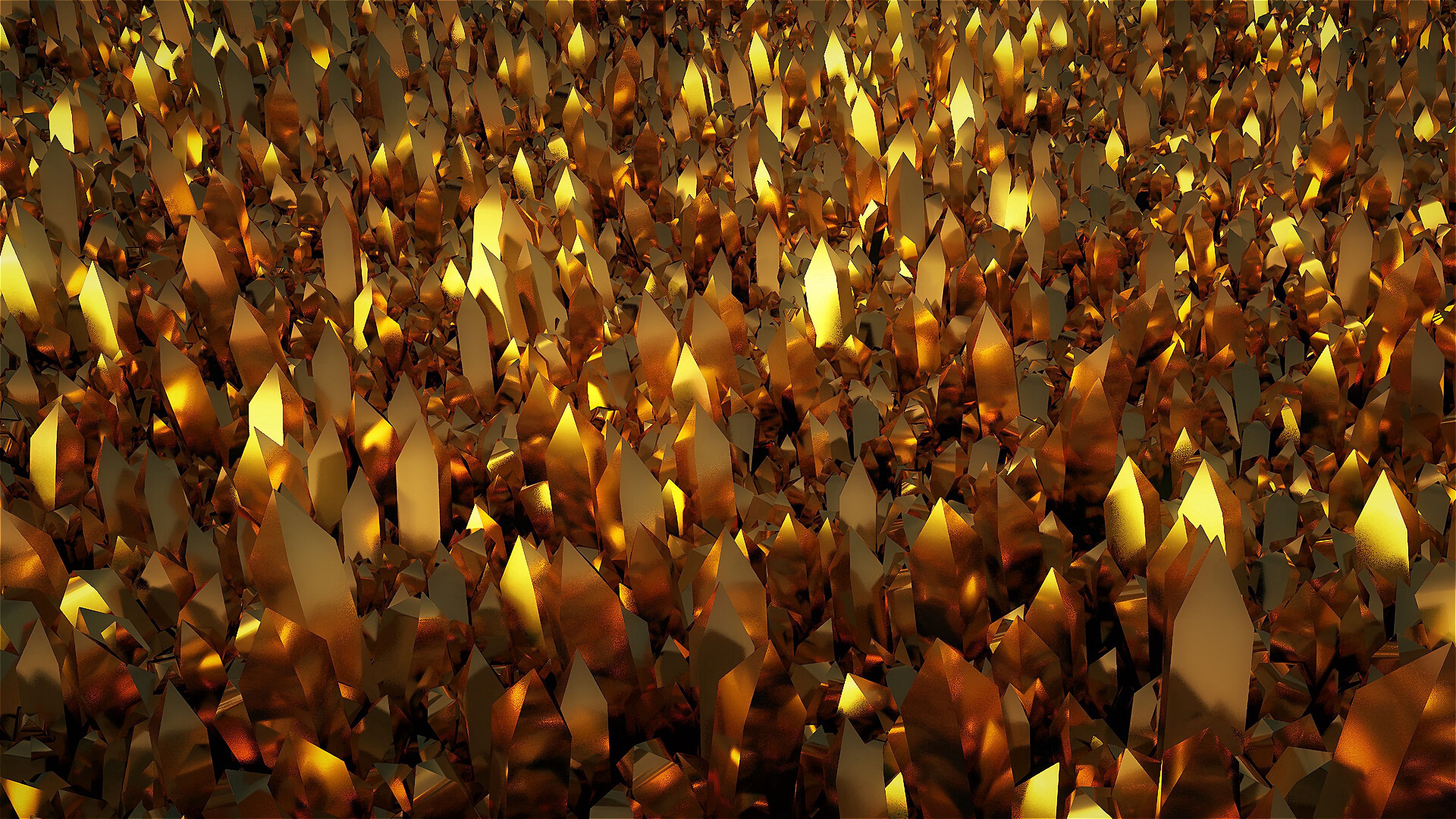 golden, crystals, 3d Square Wallpapers