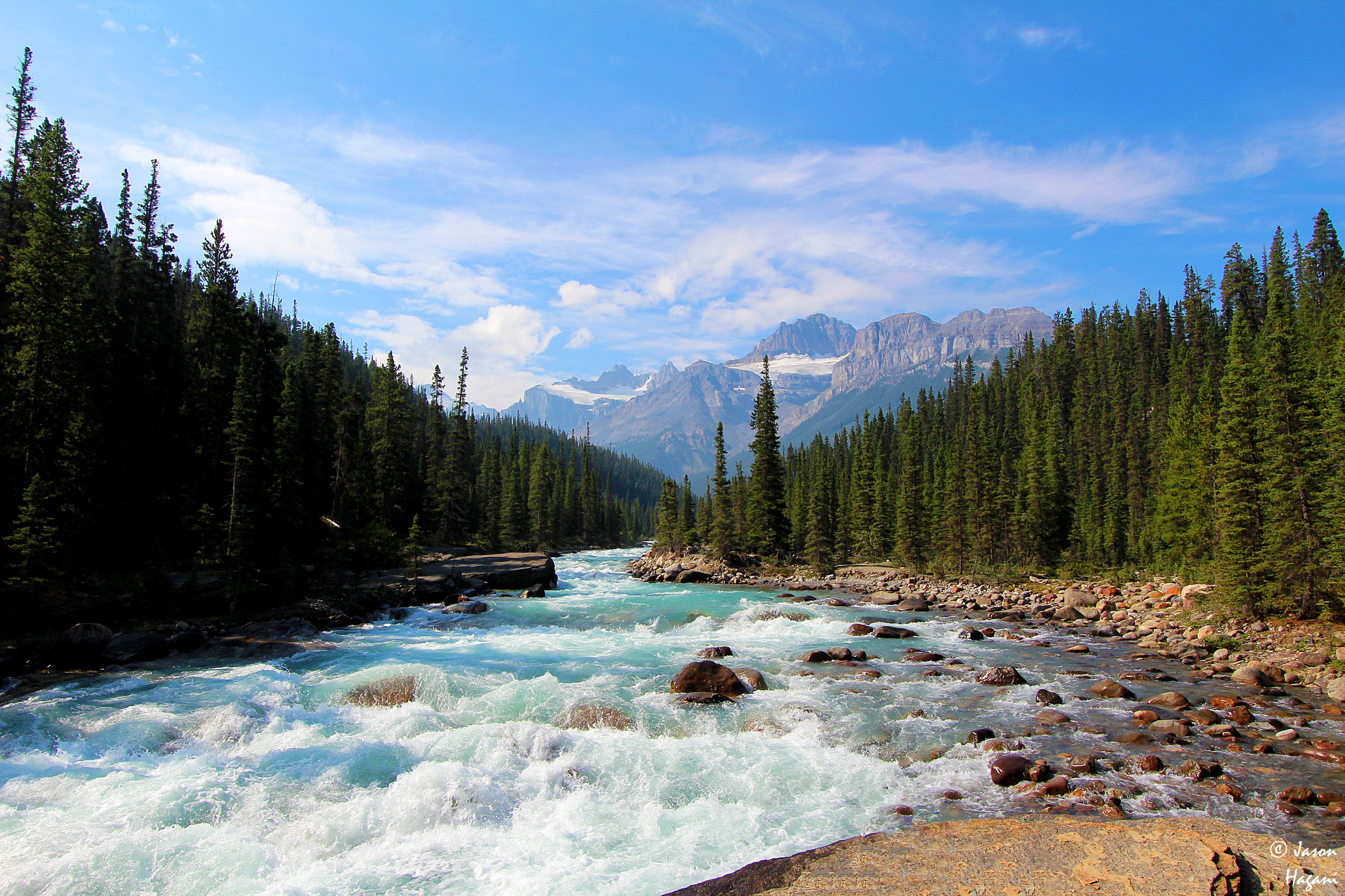 canada, earth, river, banff national park, forest, landscape