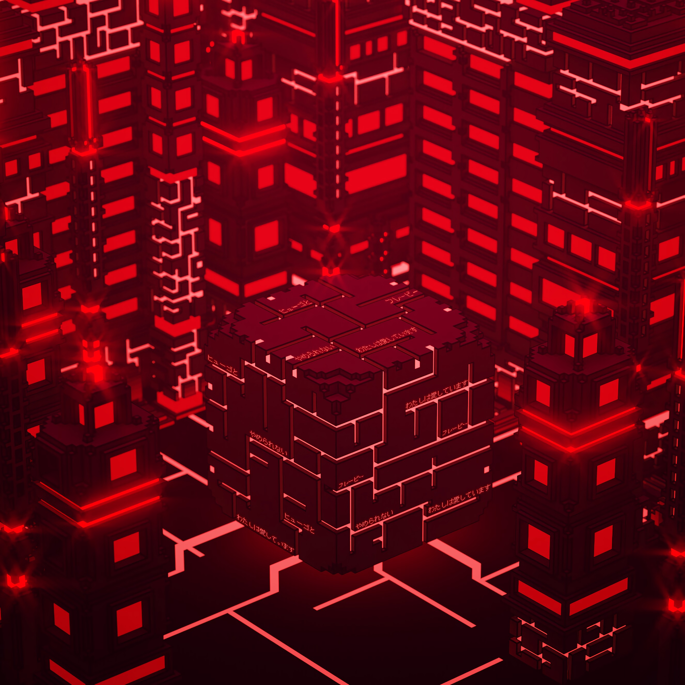 red, building, 3d, inscription, cube, scheme