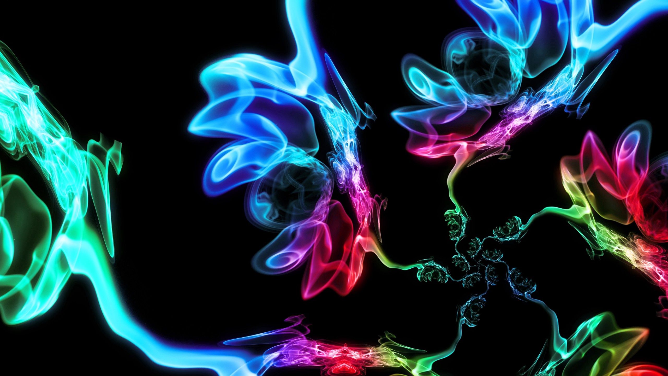 motley, forms, abstract, smoke, multicolored, dark background, form High Definition image