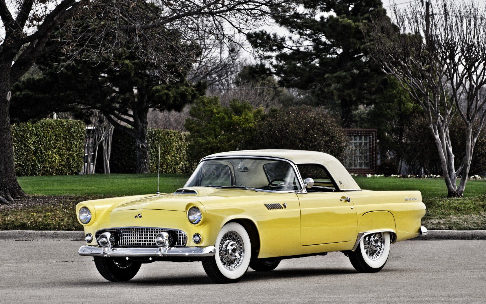 Mobile Wallpaper Ford side view, cars, 1955, yellow